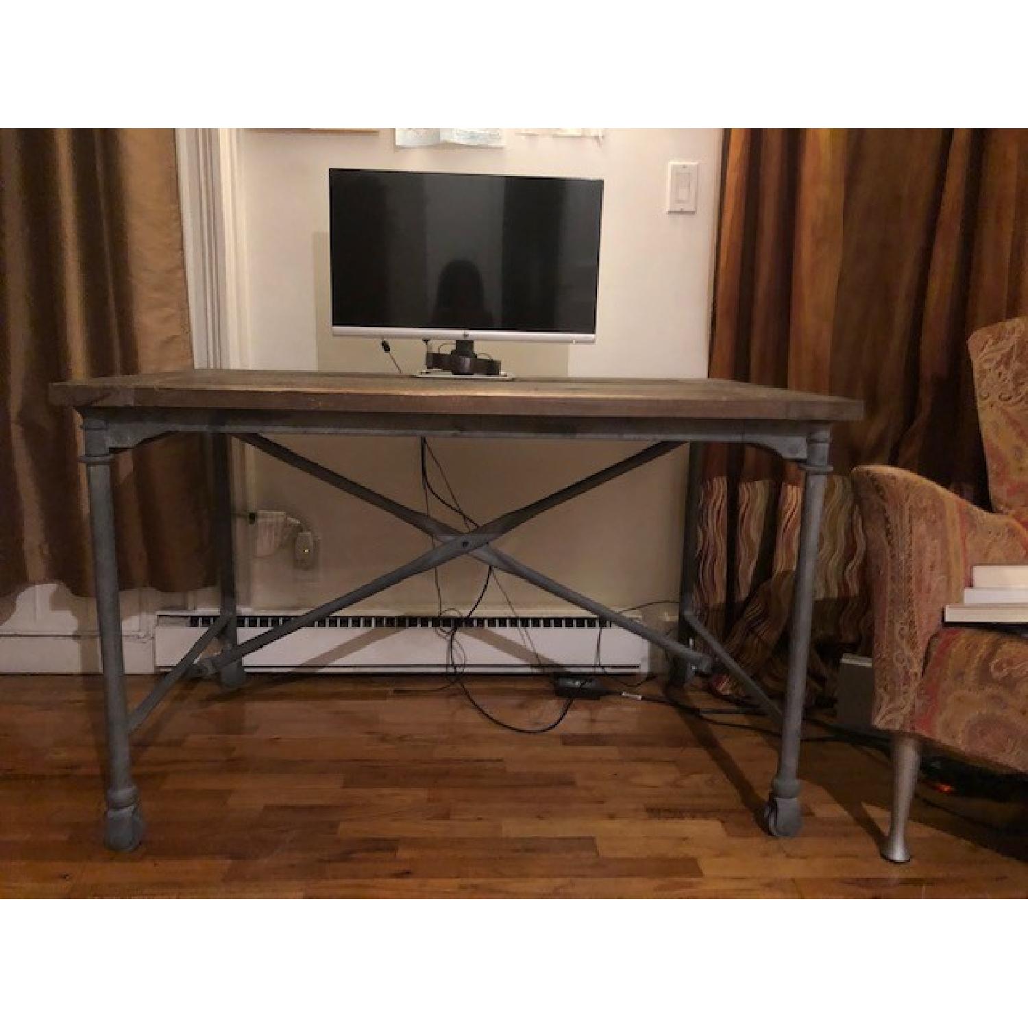 Restoration Hardware Flatiron Desk in Natural Elm/Zinc - image-2