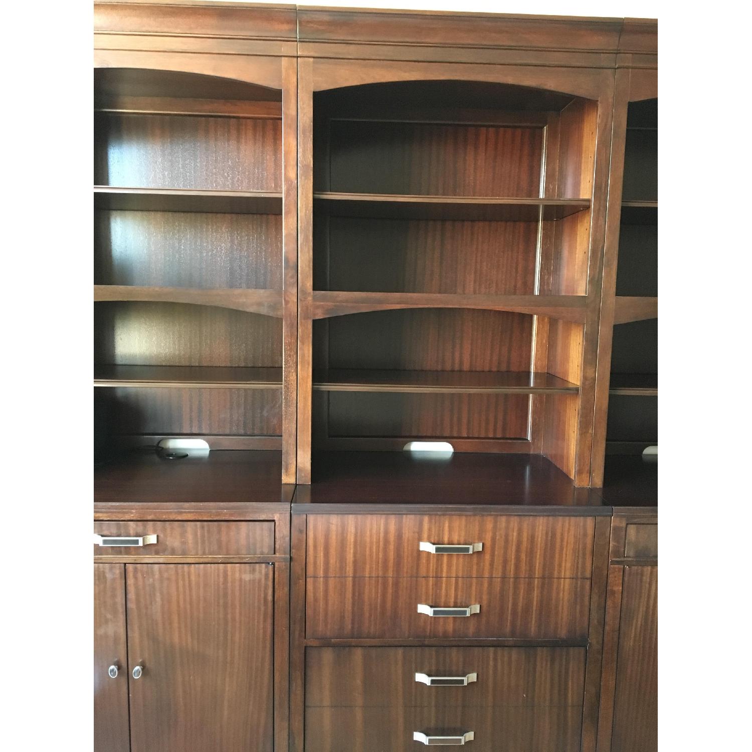 Wood Bookcase w/ Drawers & Printer Shelf - image-5