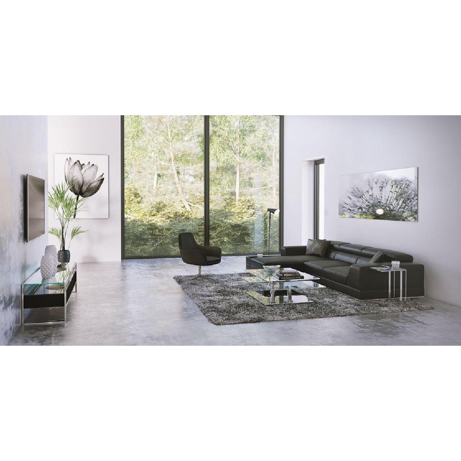 Modani Modern Black Leather Sectional Sofa - image-3