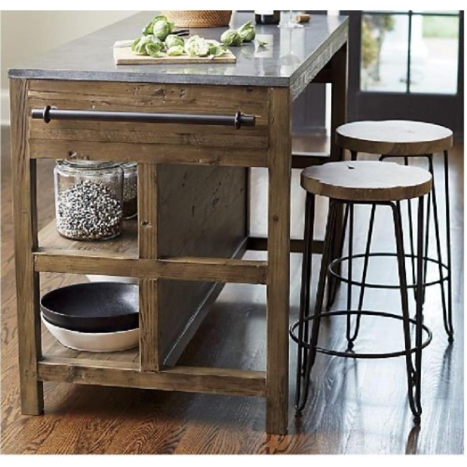 Crate & Barrel Origin Bar Stools w/ Teak Wood Top AptDeco