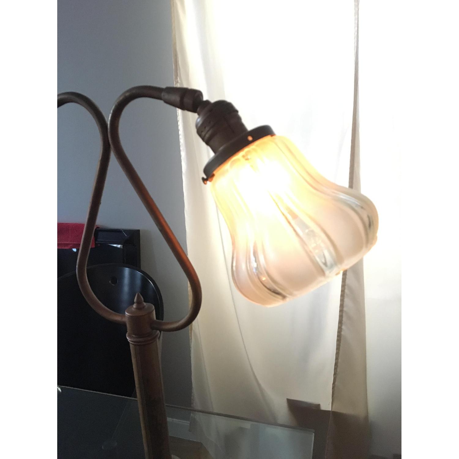 Vintage French Art Deco Dual Gooseneck Brass Lamp - image-4