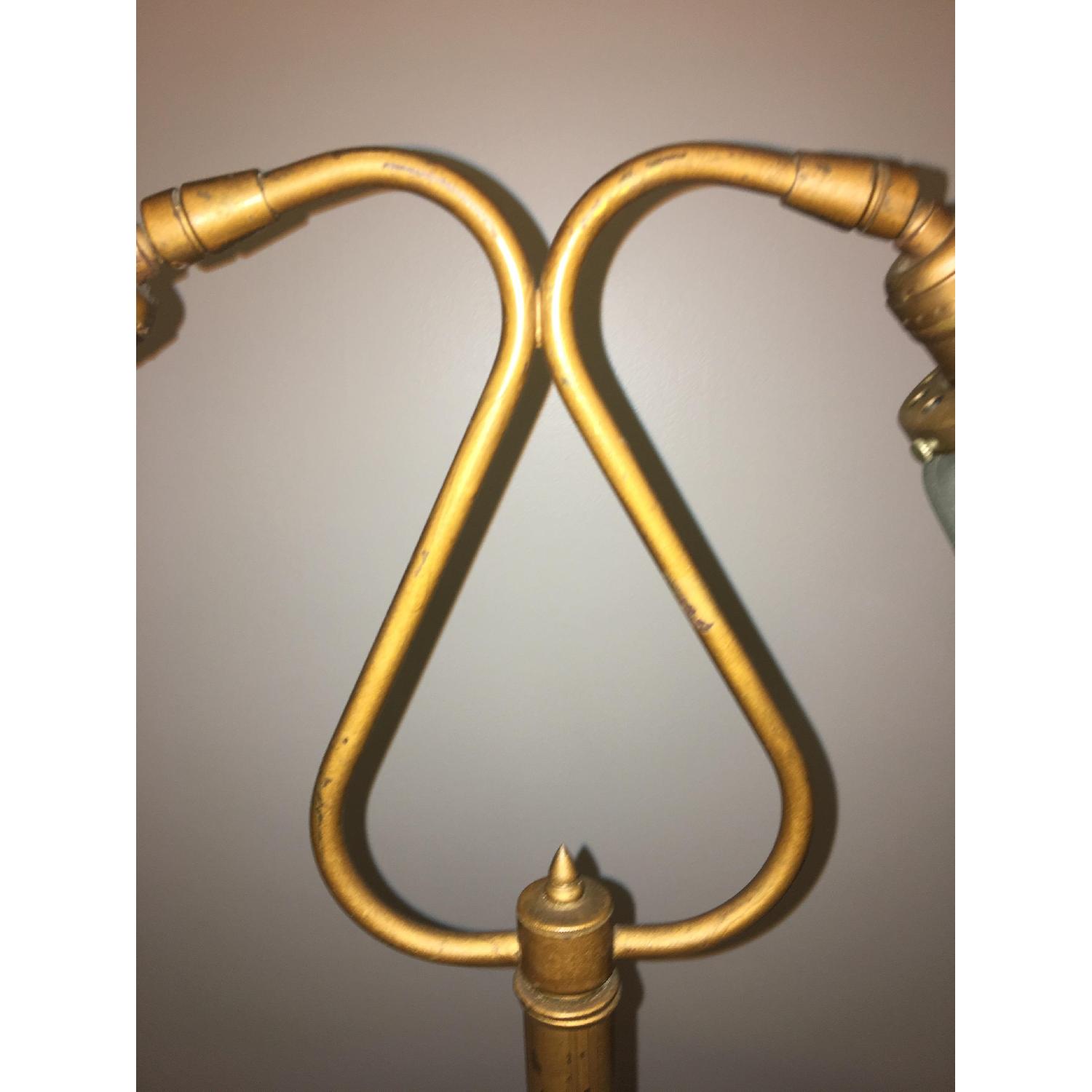 Vintage French Art Deco Dual Gooseneck Brass Lamp - image-6