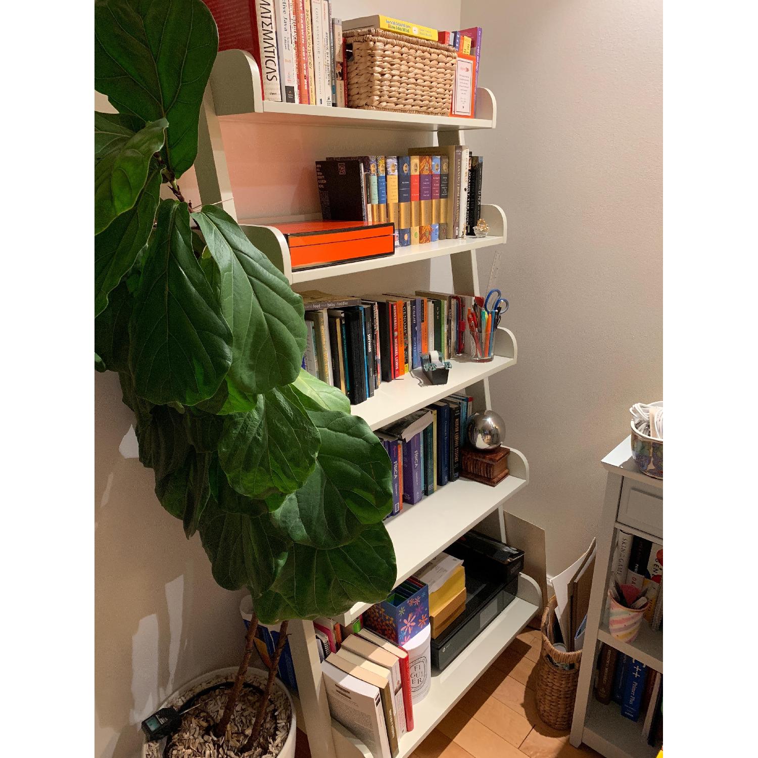 Pottery Barn White Wall Leaning Bookshelf AptDeco