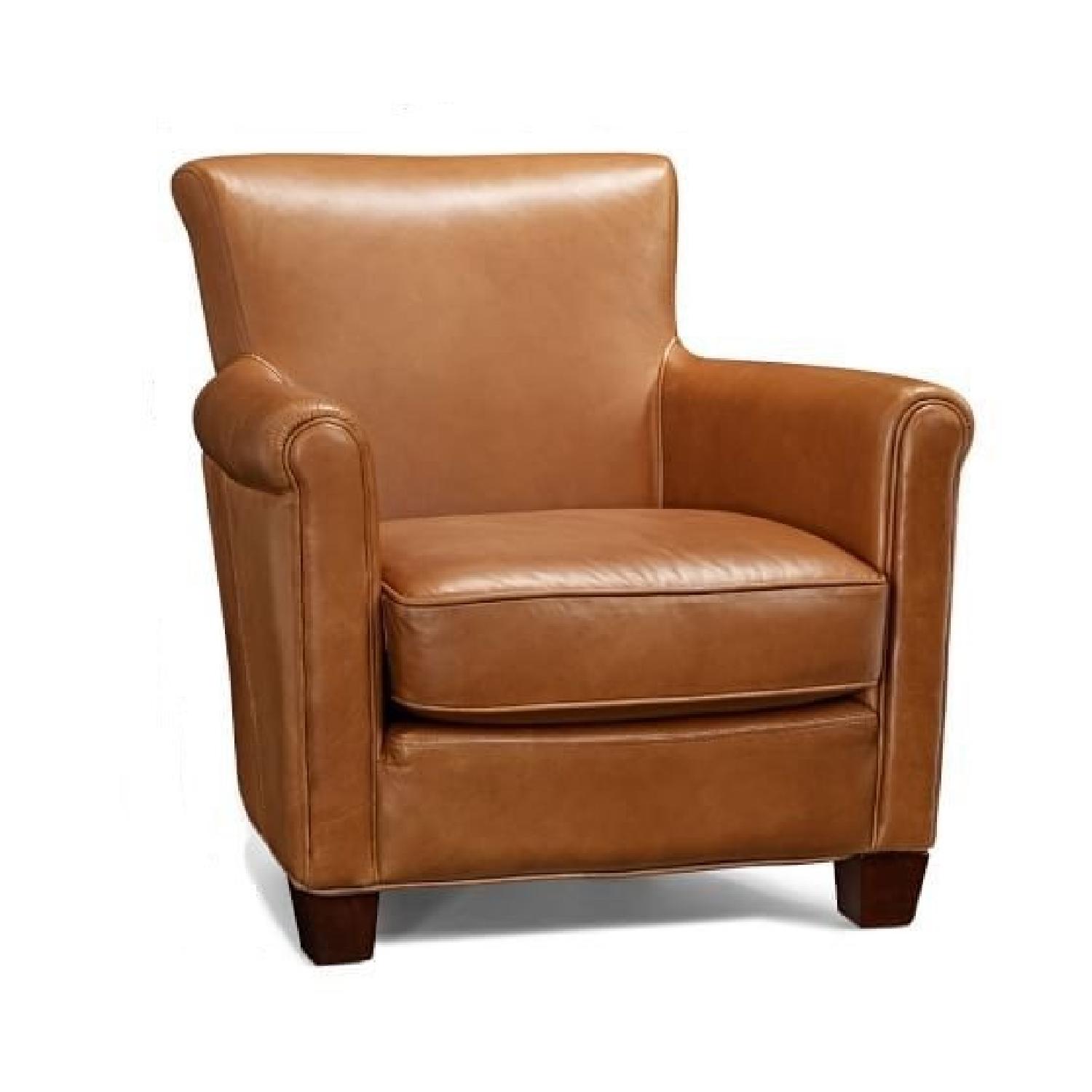 Pottery Barn Irving Roll Arm Leather Armchair - image-5
