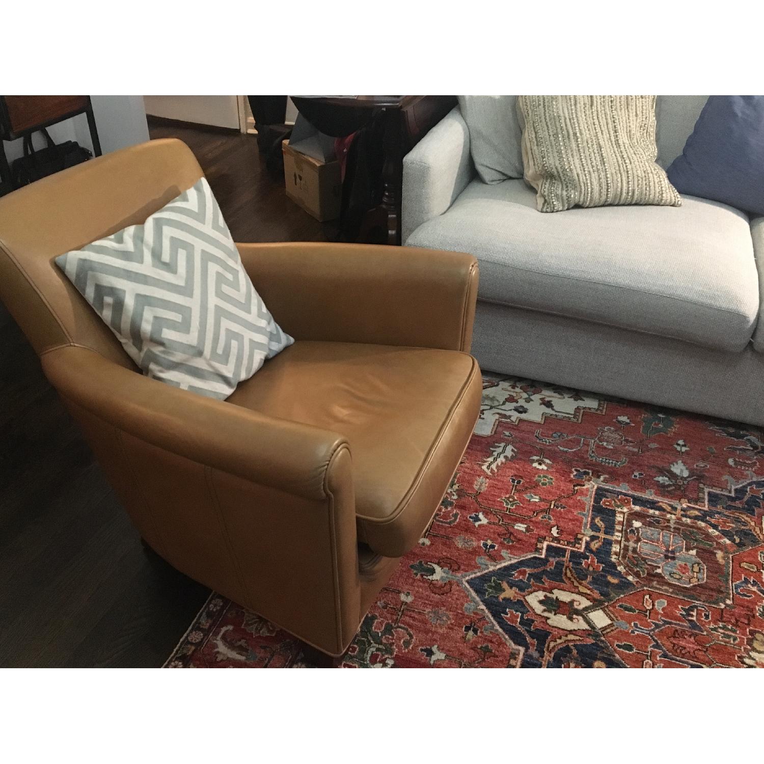 Pottery Barn Irving Roll Arm Leather Armchair - image-6