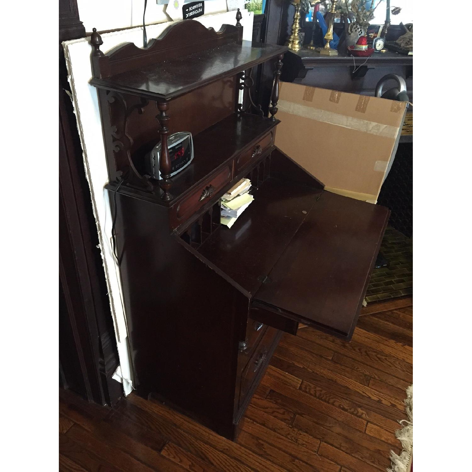 Antique Wood Secretary Dresser Desk - image-2