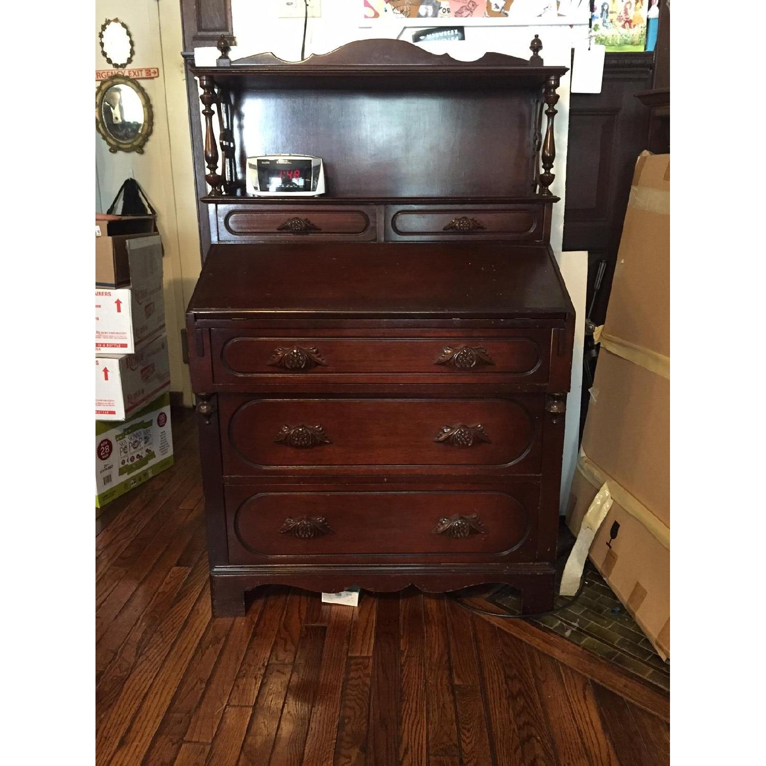 Antique Wood Secretary Dresser Desk - image-3