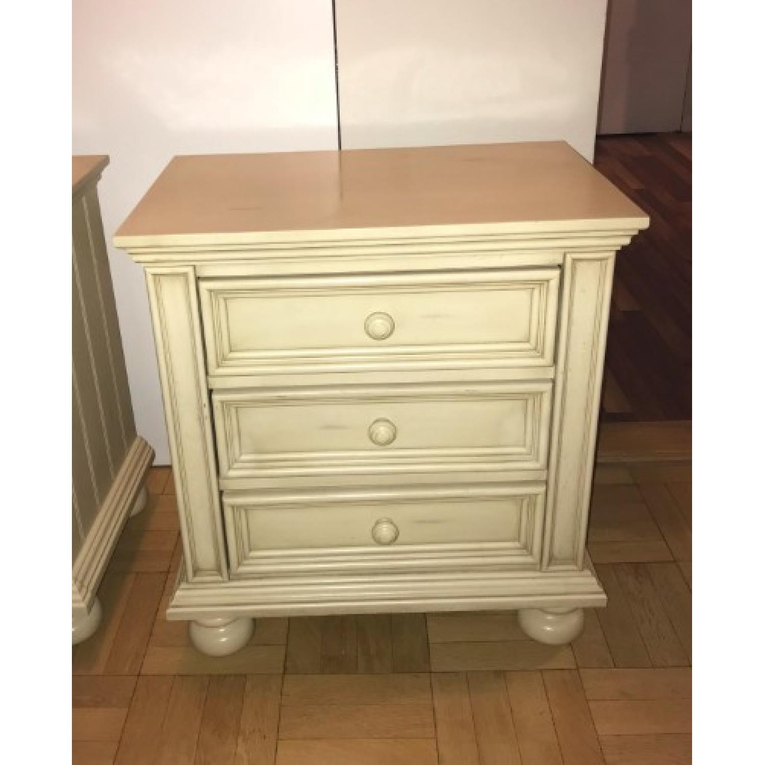 Cream Bedside Tables w/ Details - image-1