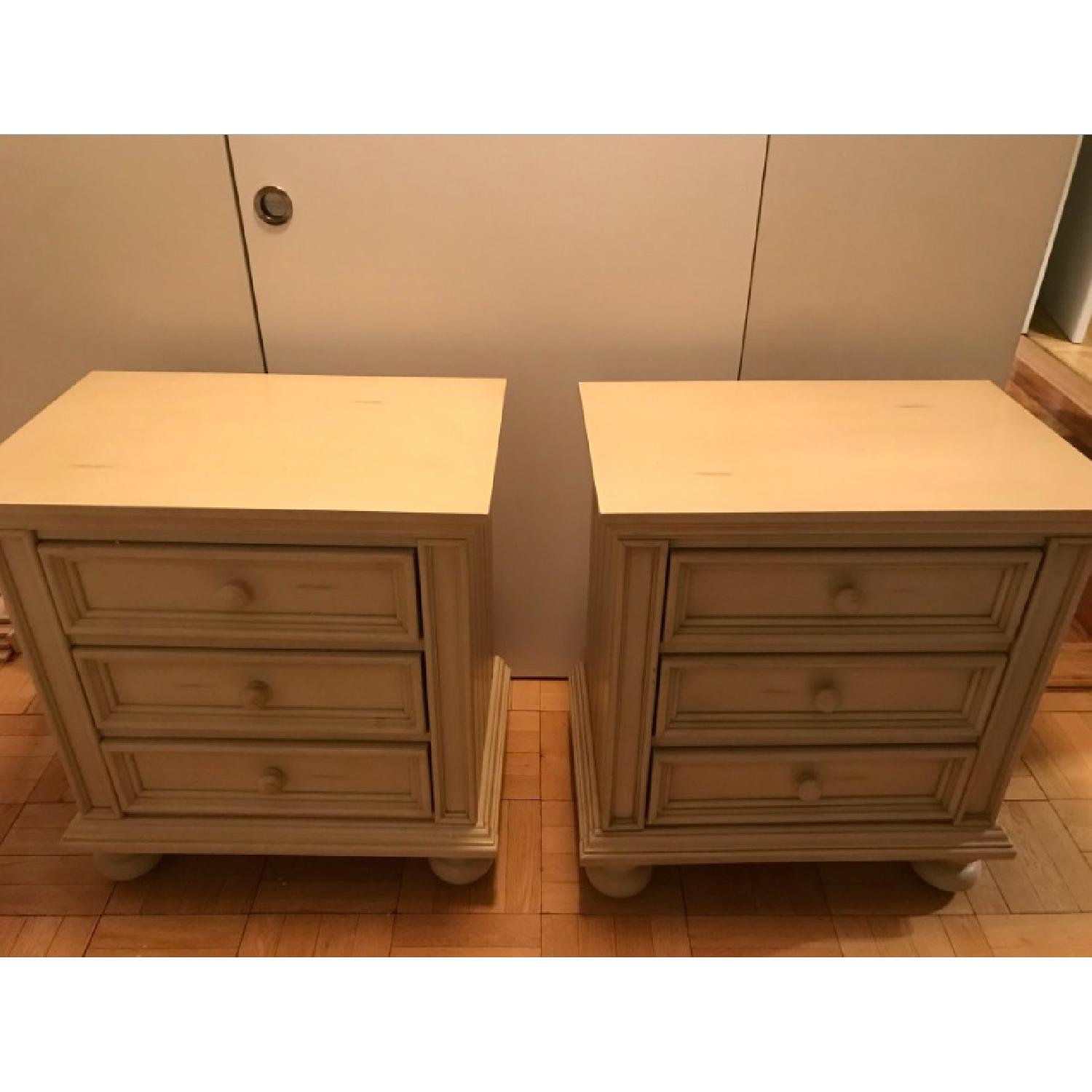 Cream Bedside Tables w/ Details - image-2