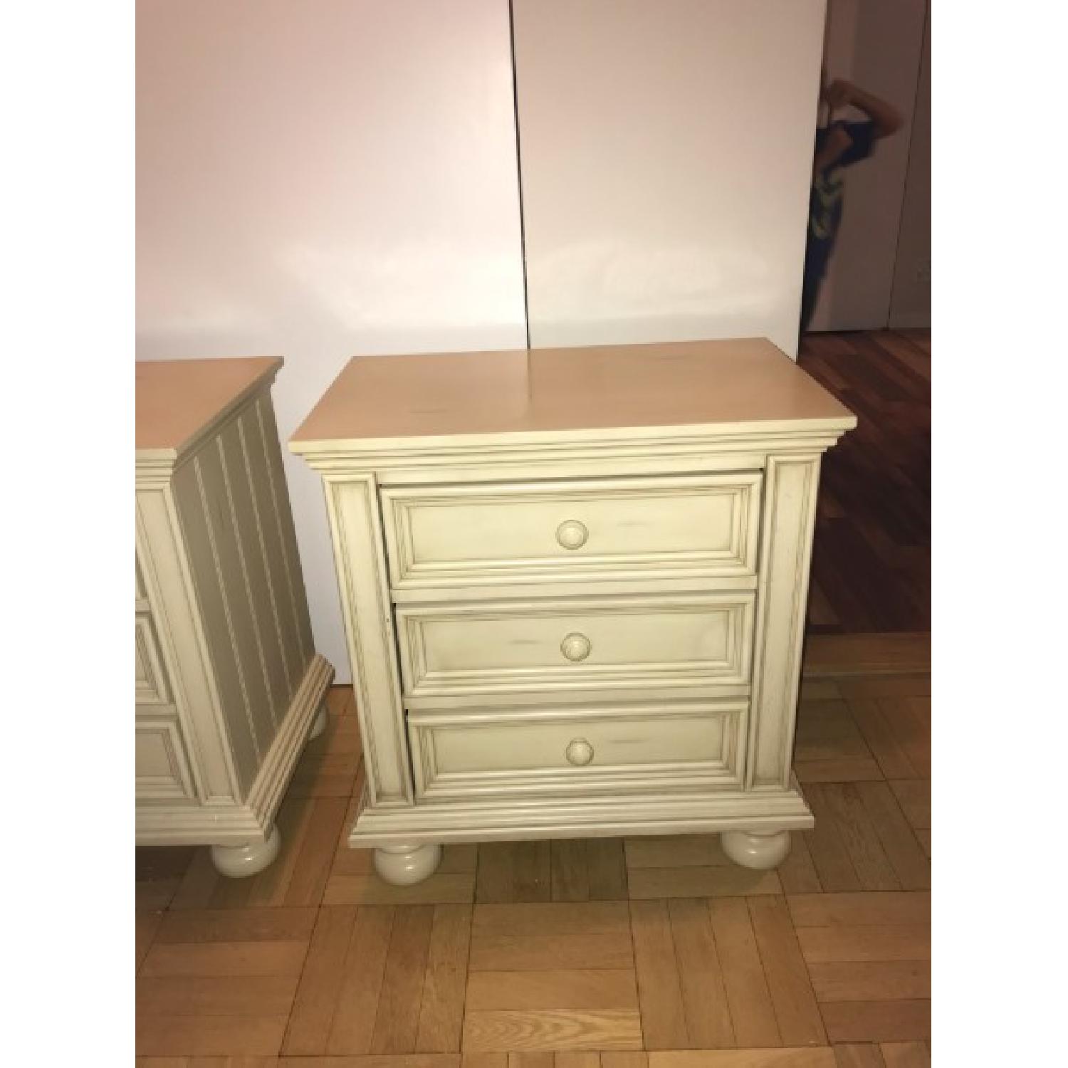 Cream Bedside Tables w/ Details AptDeco