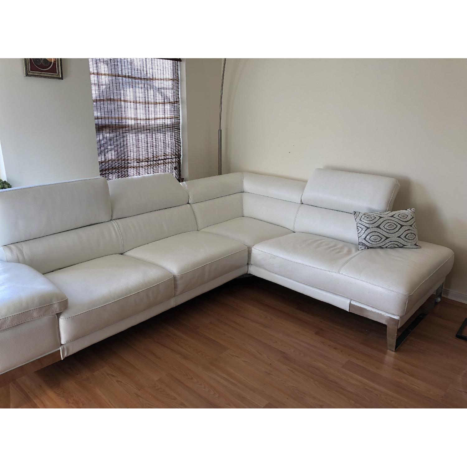Nicoletti Domus White Leather Sectional Sofa - image-1