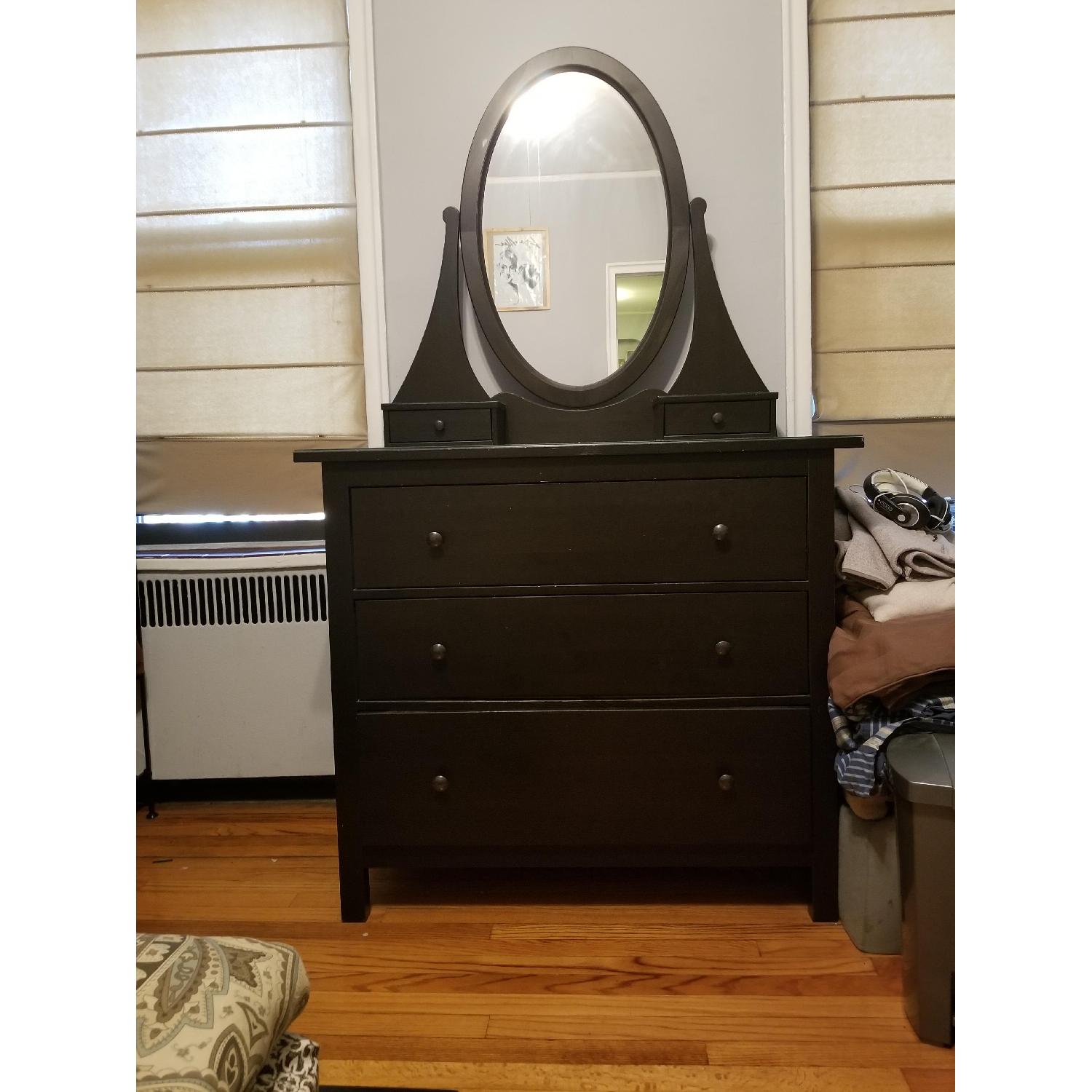 Ikea Black 3-Drawer Dresser w/ Vanity - image-1