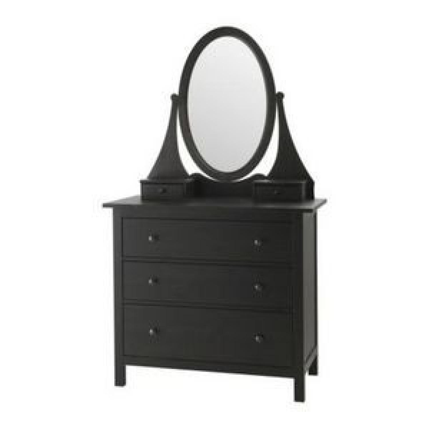 Ikea Black 3-Drawer Dresser w/ Vanity - image-0