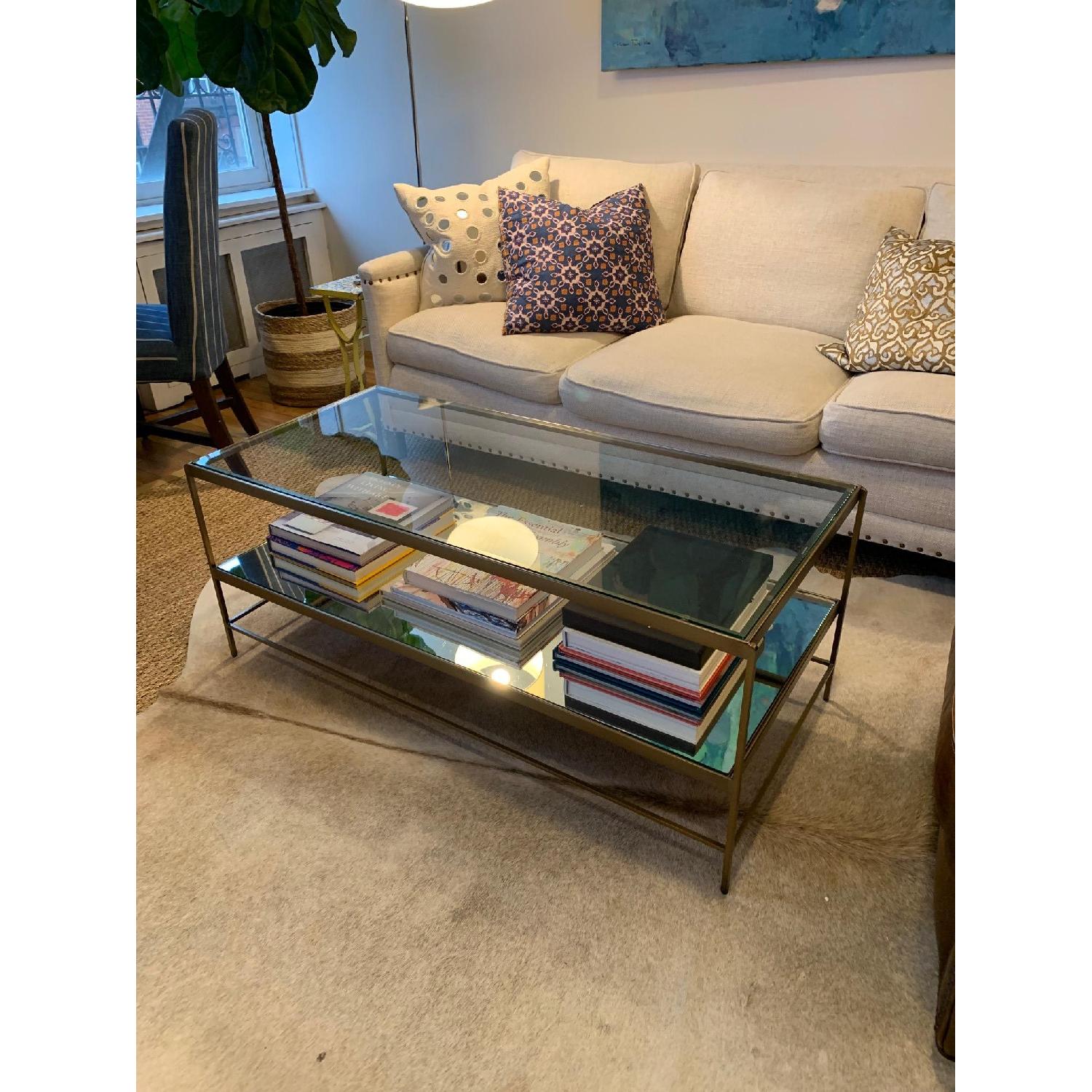 Pottery Barn Leona Metal Rectangular Coffee Table in Brass AptDeco