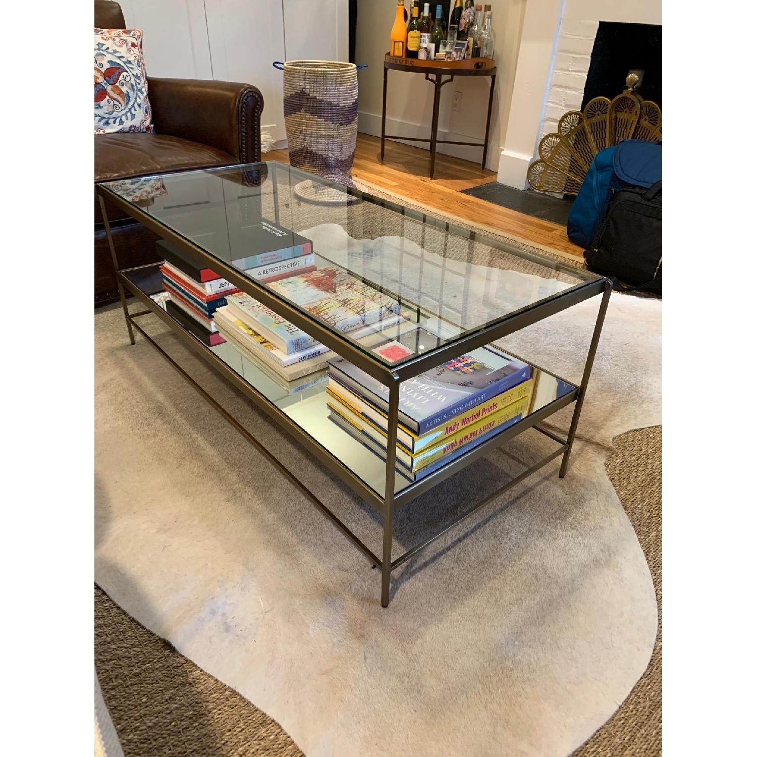 Pottery Barn Leona Metal Rectangular Coffee Table in Brass AptDeco