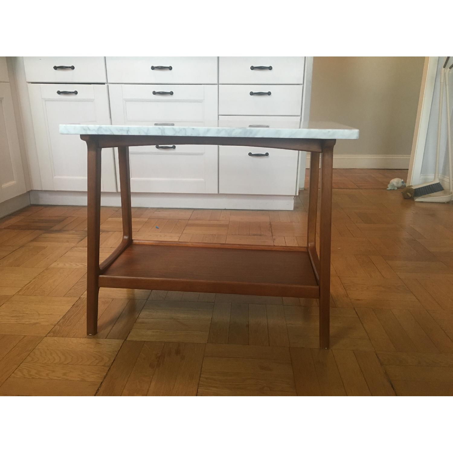 West Elm Reeve Marble/Walnut Side Table - image-3