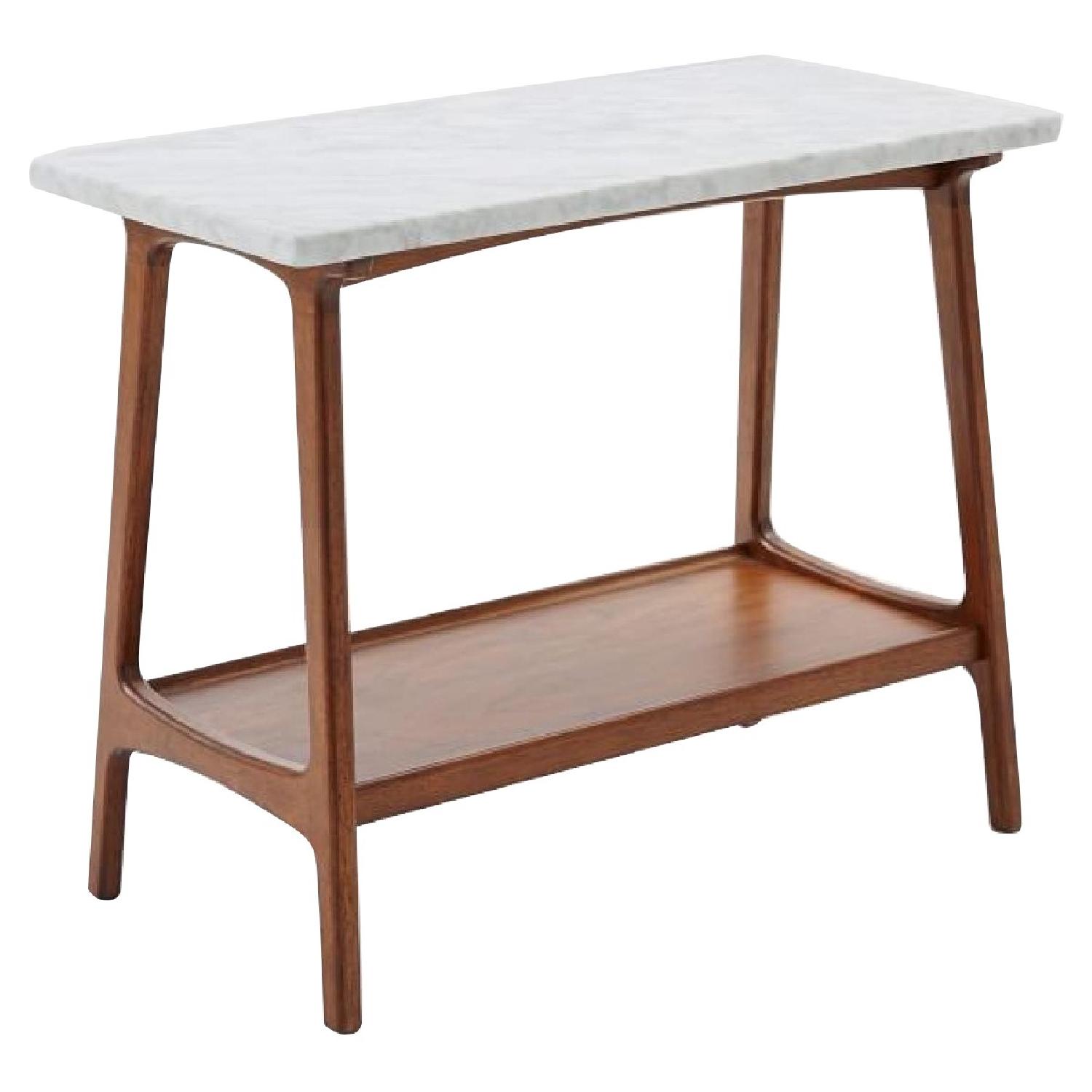 West Elm Reeve Marble/Walnut Side Table AptDeco