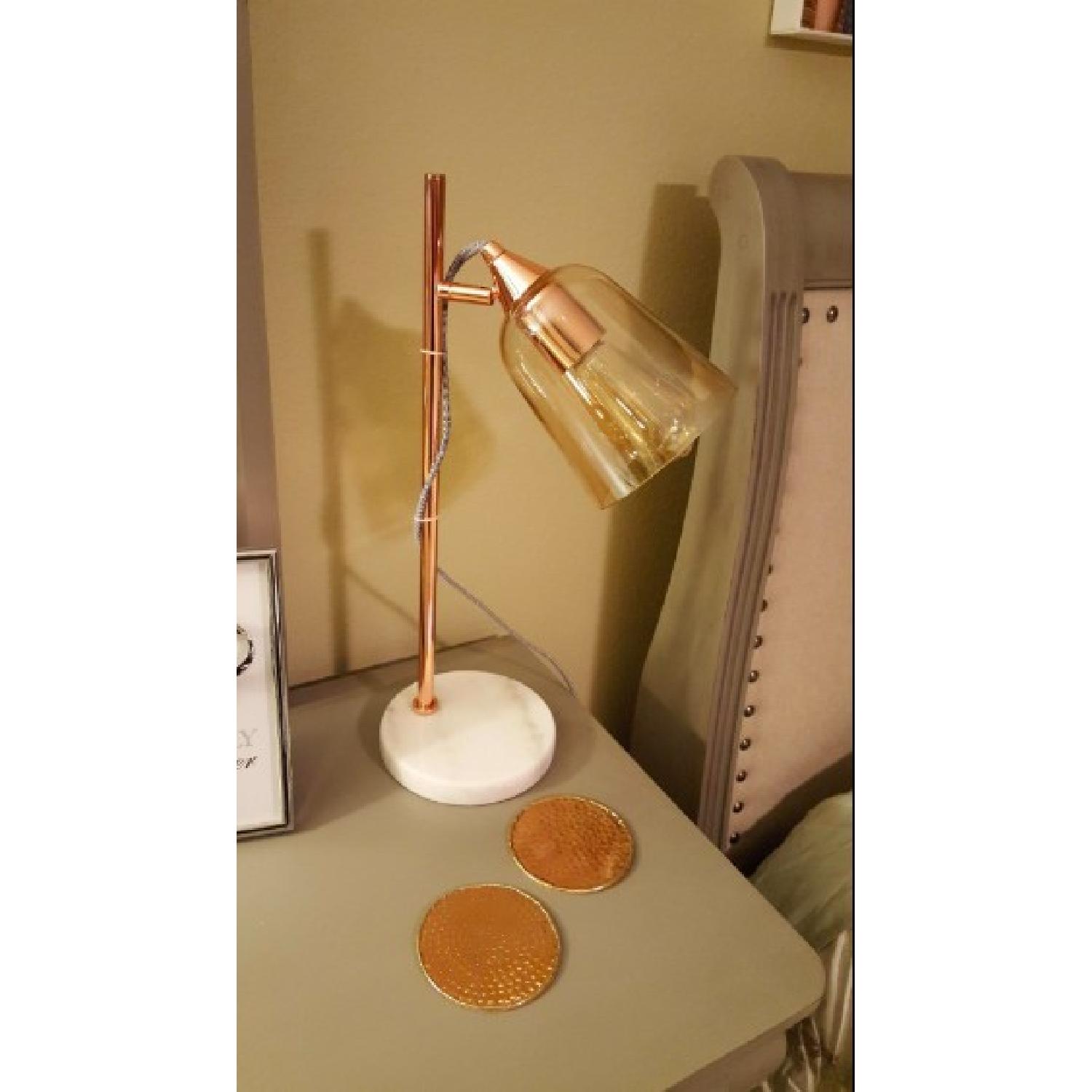 Marble rose gold table lamps - image-1