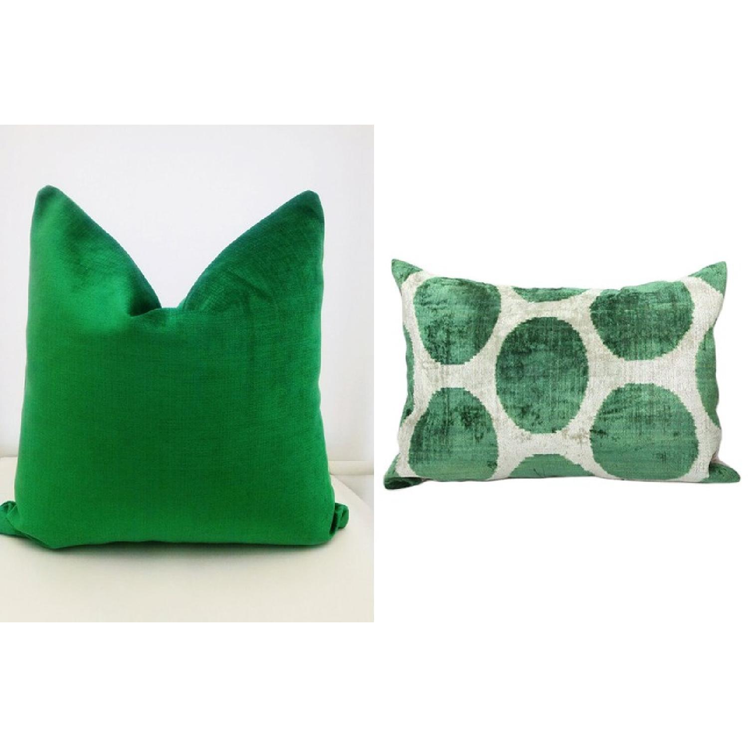 Green Velvet Throw Pillows - image-5