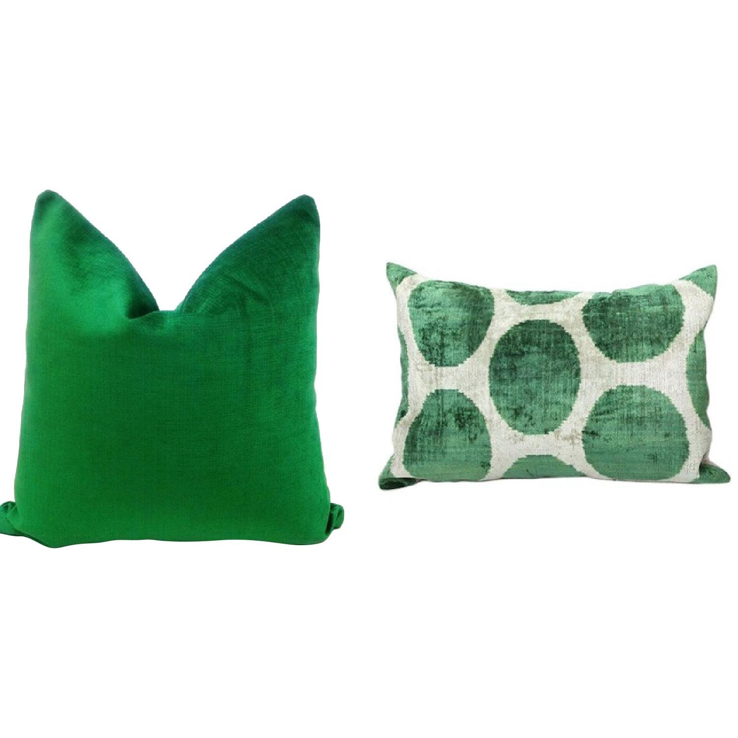Green Velvet Throw Pillows - image-0