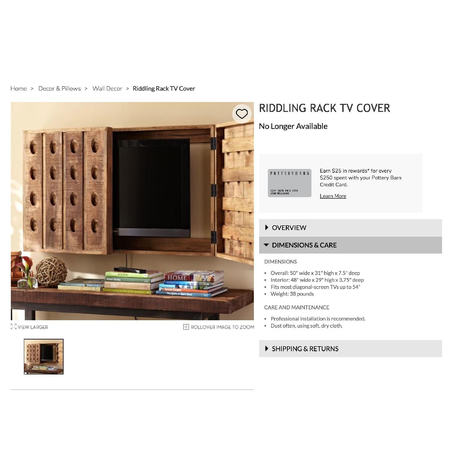 Pottery Barn Riddling Rack TV Cover - image-3