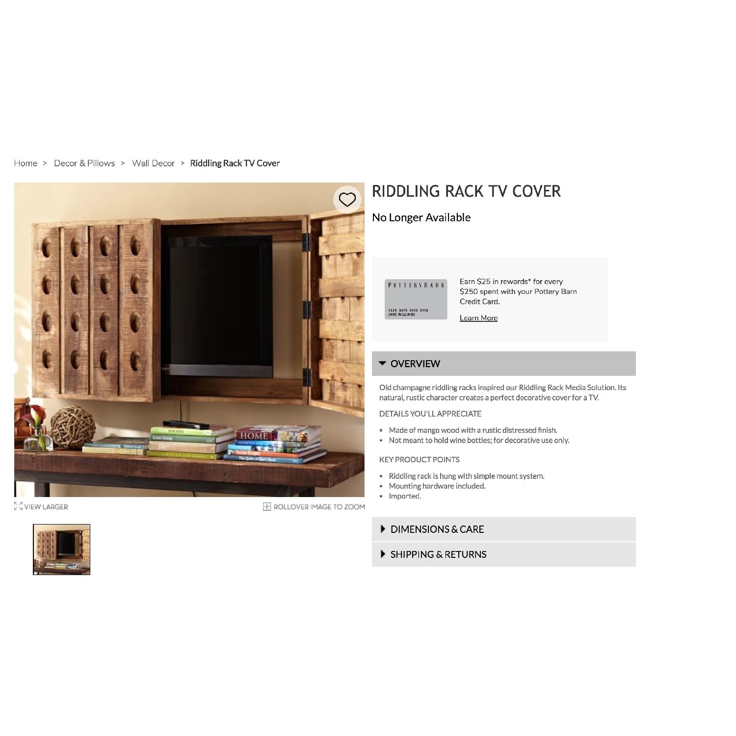 Pottery Barn Riddling Rack TV Cover - image-4