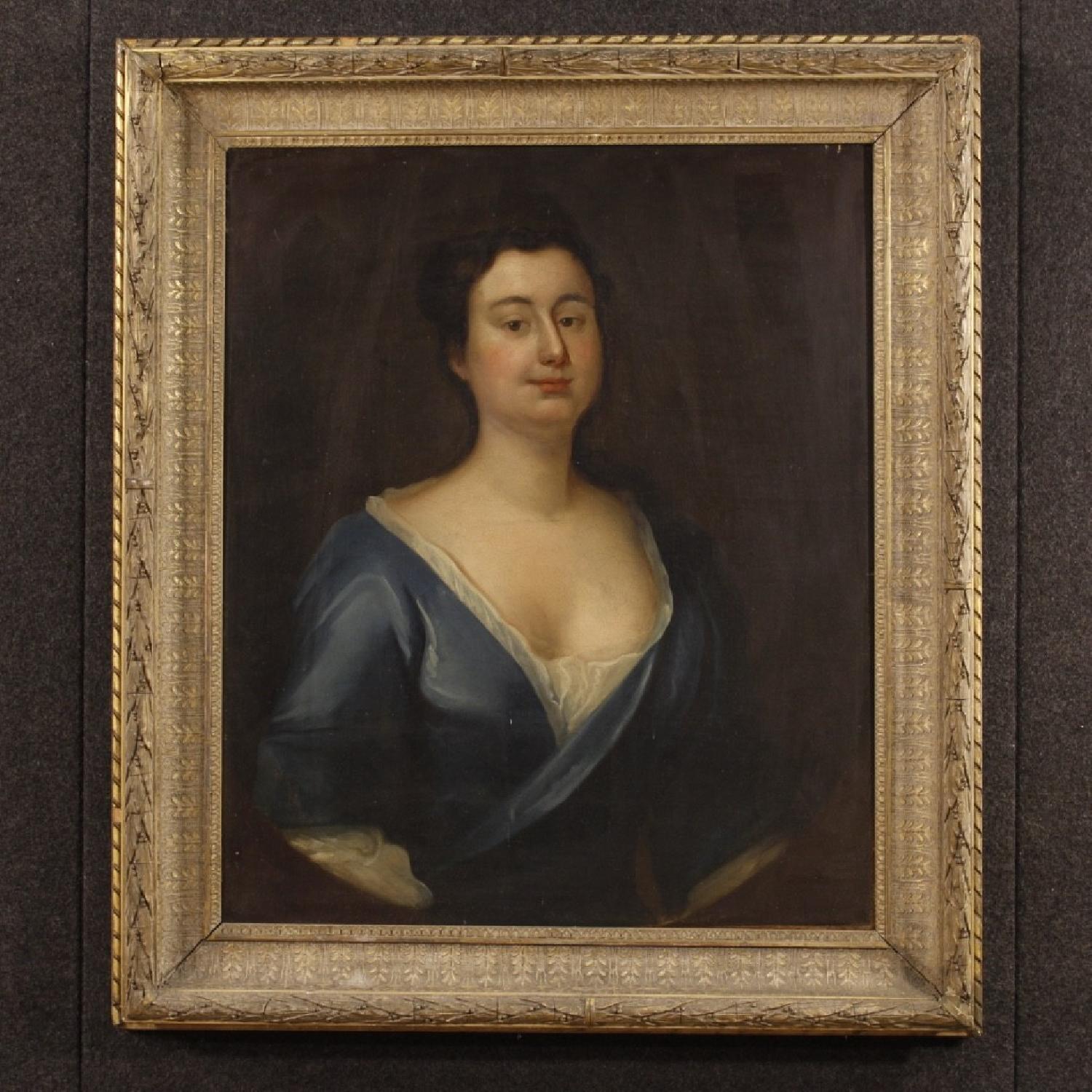 19th Century Oil on Canvas French Woman Portrait Painting - image-4