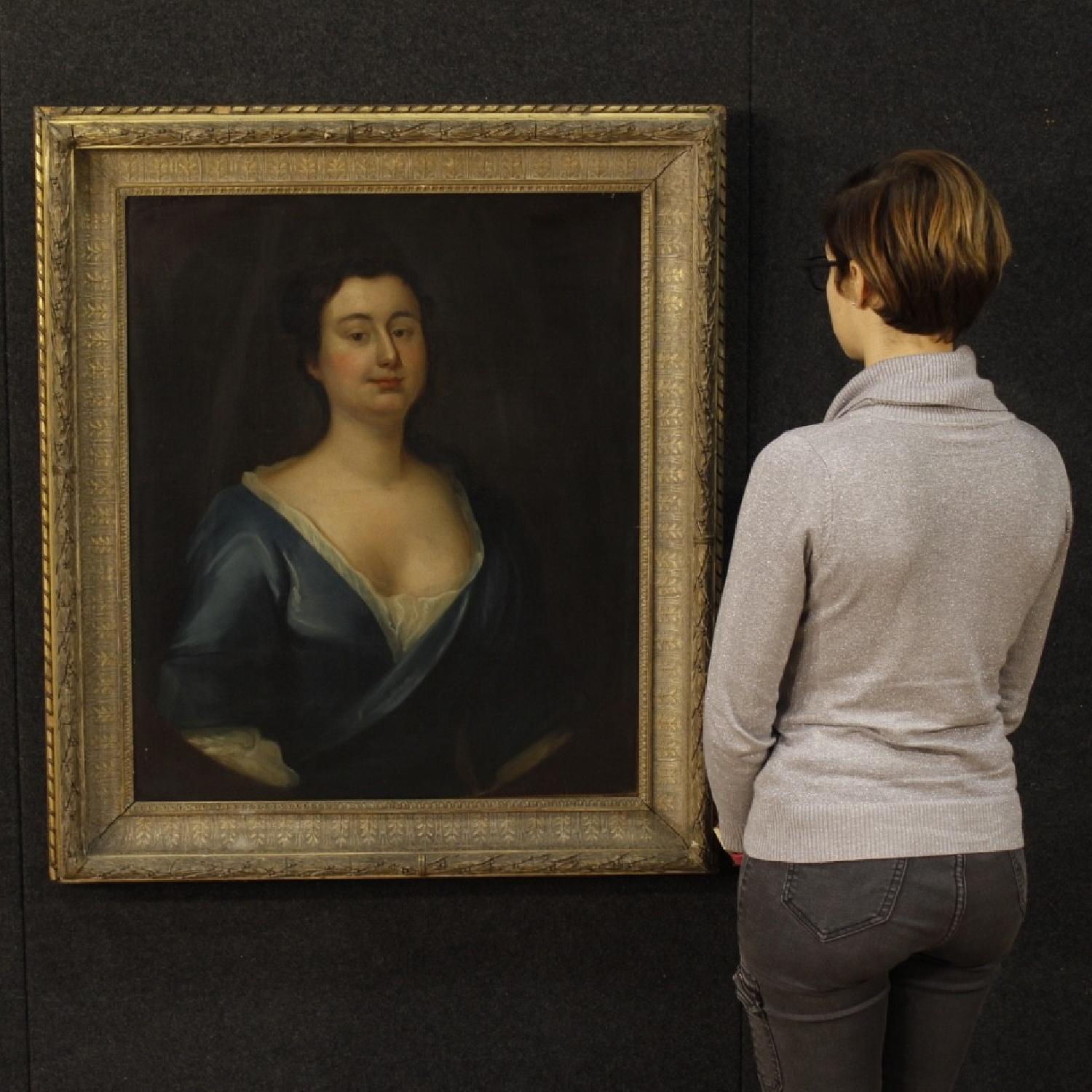 19th Century Oil on Canvas French Woman Portrait Painting - image-8