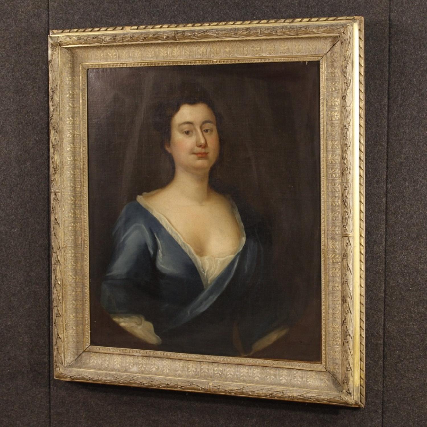 19th Century Oil on Canvas French Woman Portrait Painting - image-9