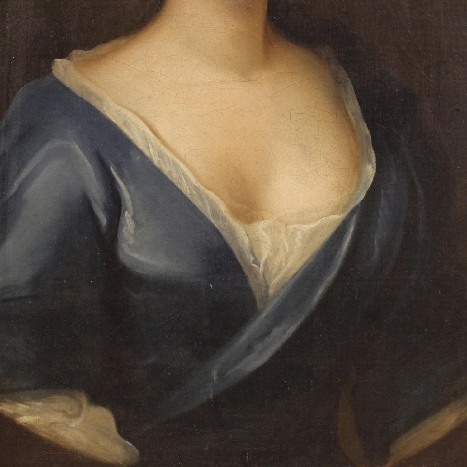 19th Century Oil on Canvas French Woman Portrait Painting - image-11