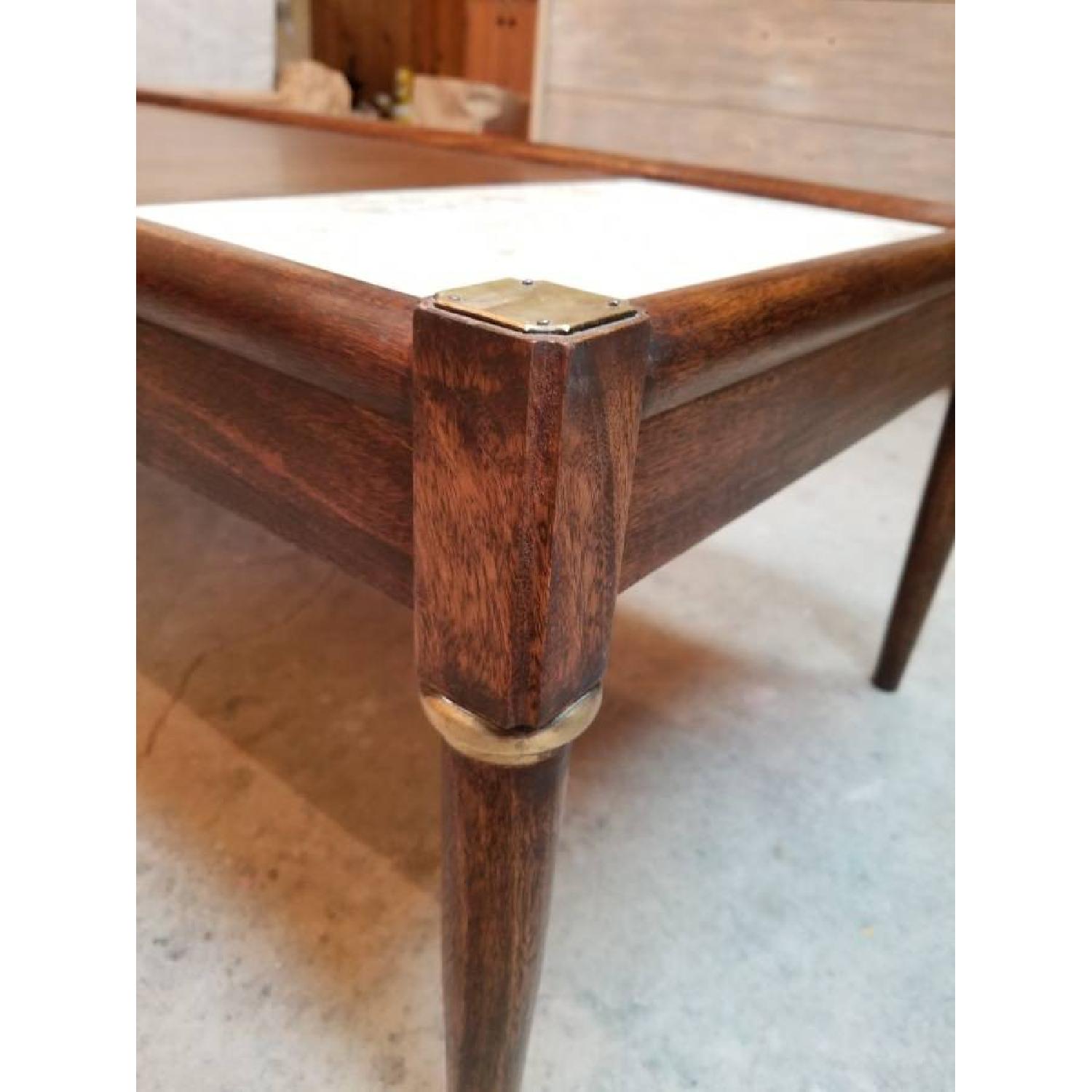 Vintage Mid Century Wood & Marble Coffee Table AptDeco
