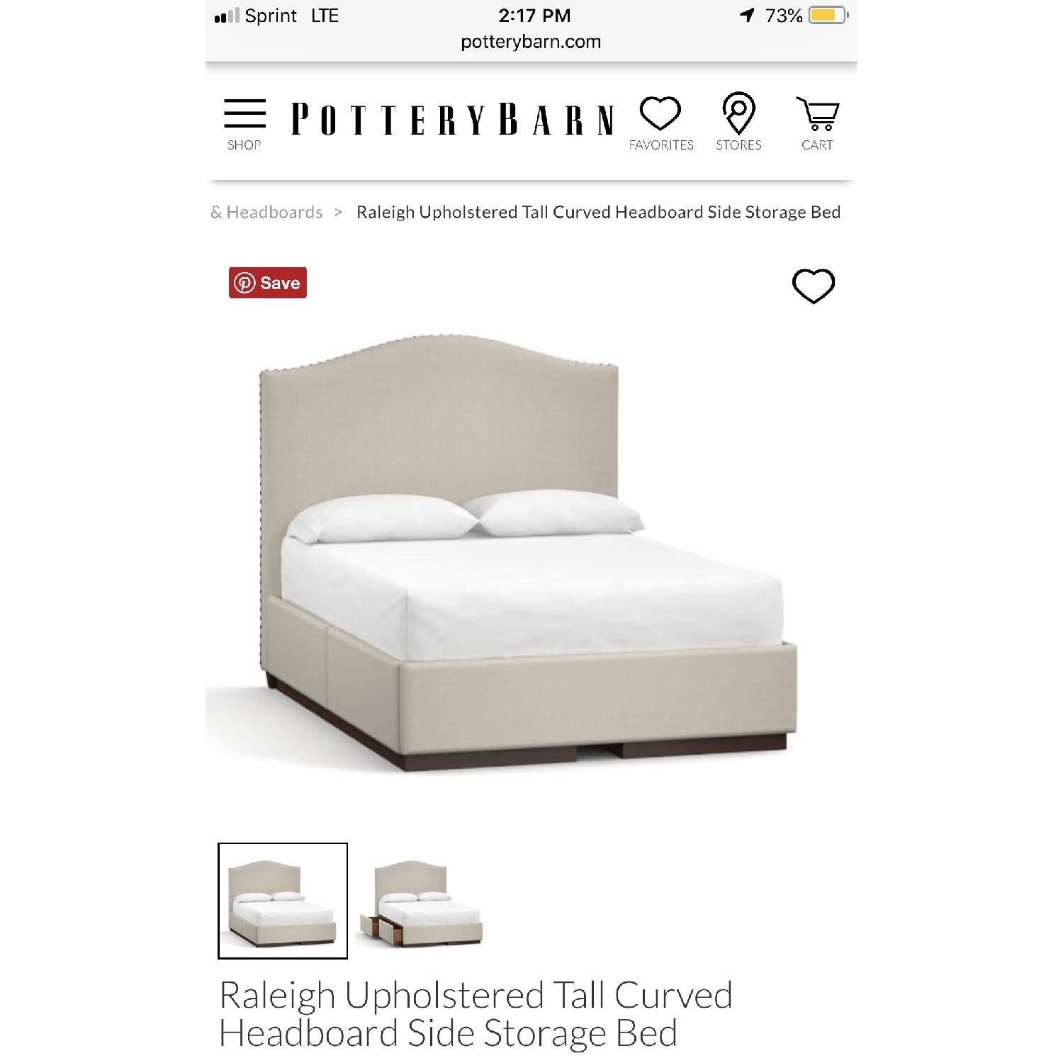 Pottery Barn Raleigh Upholstered Camelback Queen Storage Bed - image-2