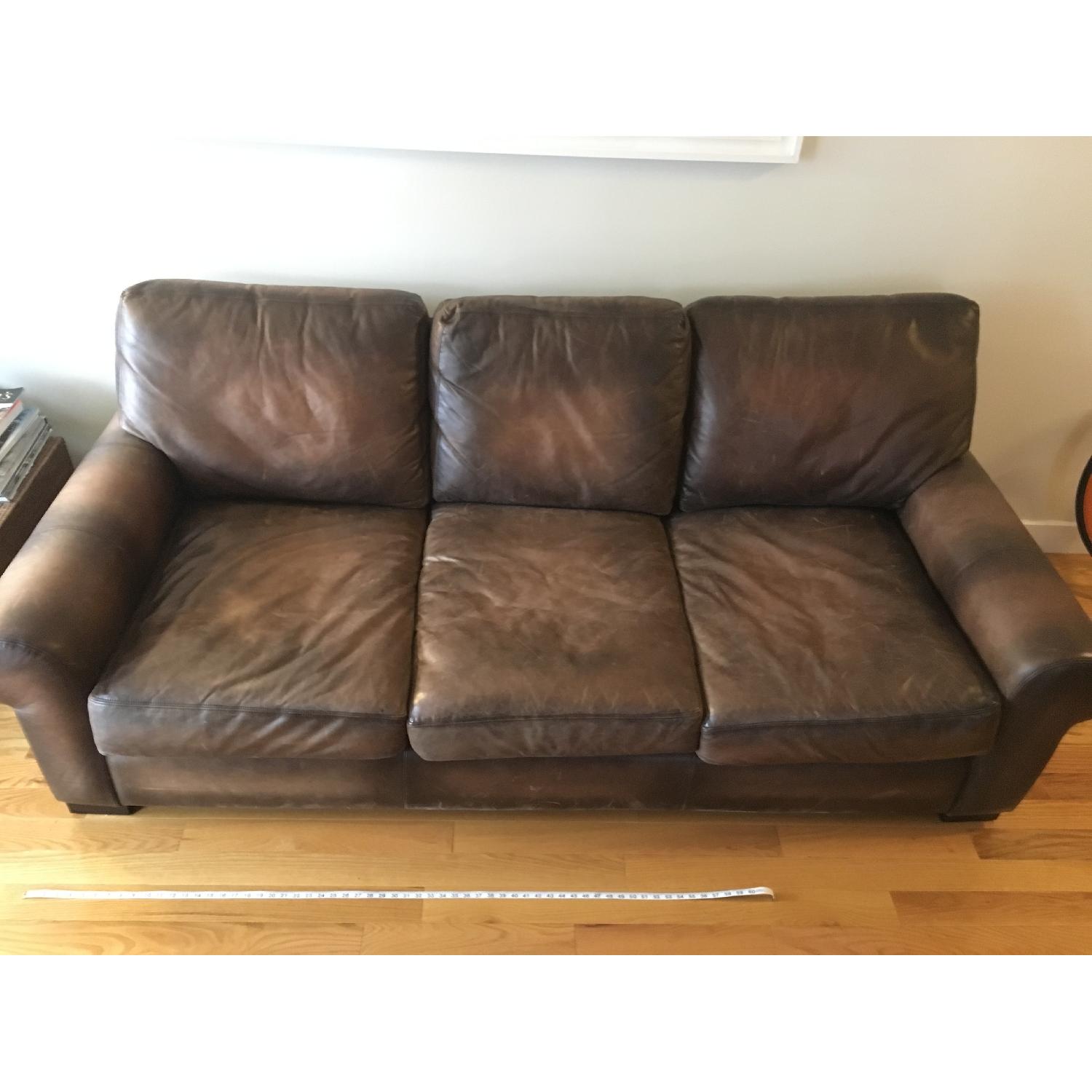Pottery Barn Turner Roll Leather Sofa in Burnished Walnut - image-4