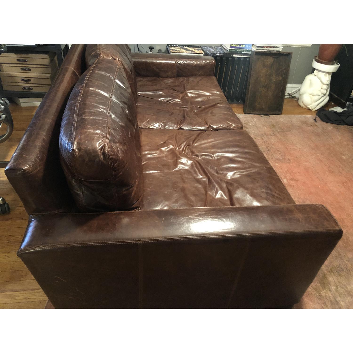 Restoration Hardware Maxwell Leather Lux Down Feather Sofa - image-1