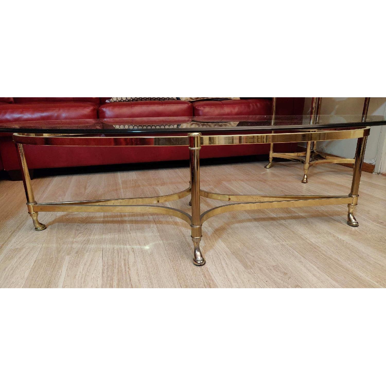 Oval Glass Top Coffee Table w/ Golden Legs - image-1