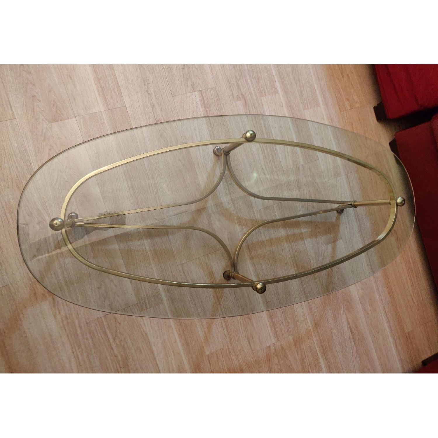 Oval Glass Top Coffee Table w/ Golden Legs - image-3