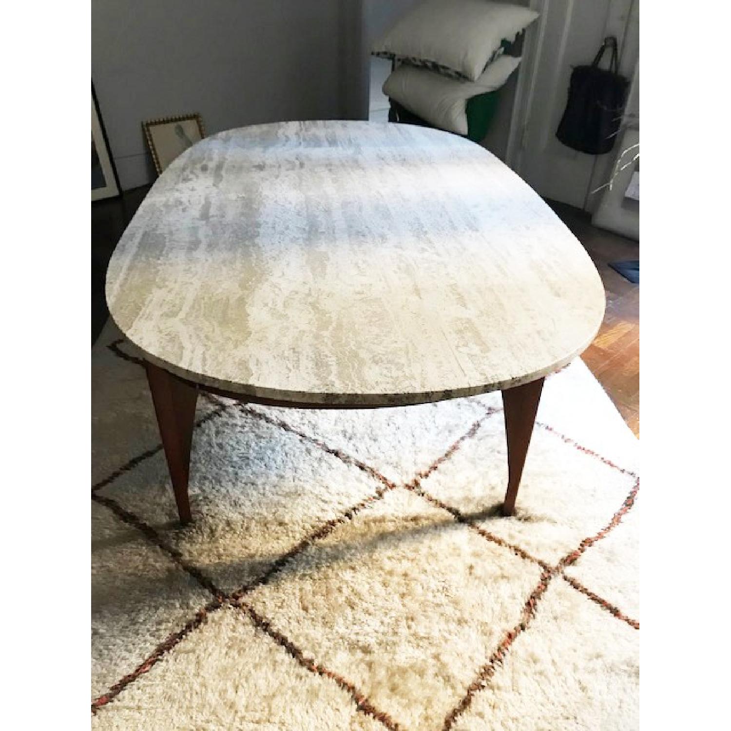 Mid-Century Modern Travertine Dining Table - image-1
