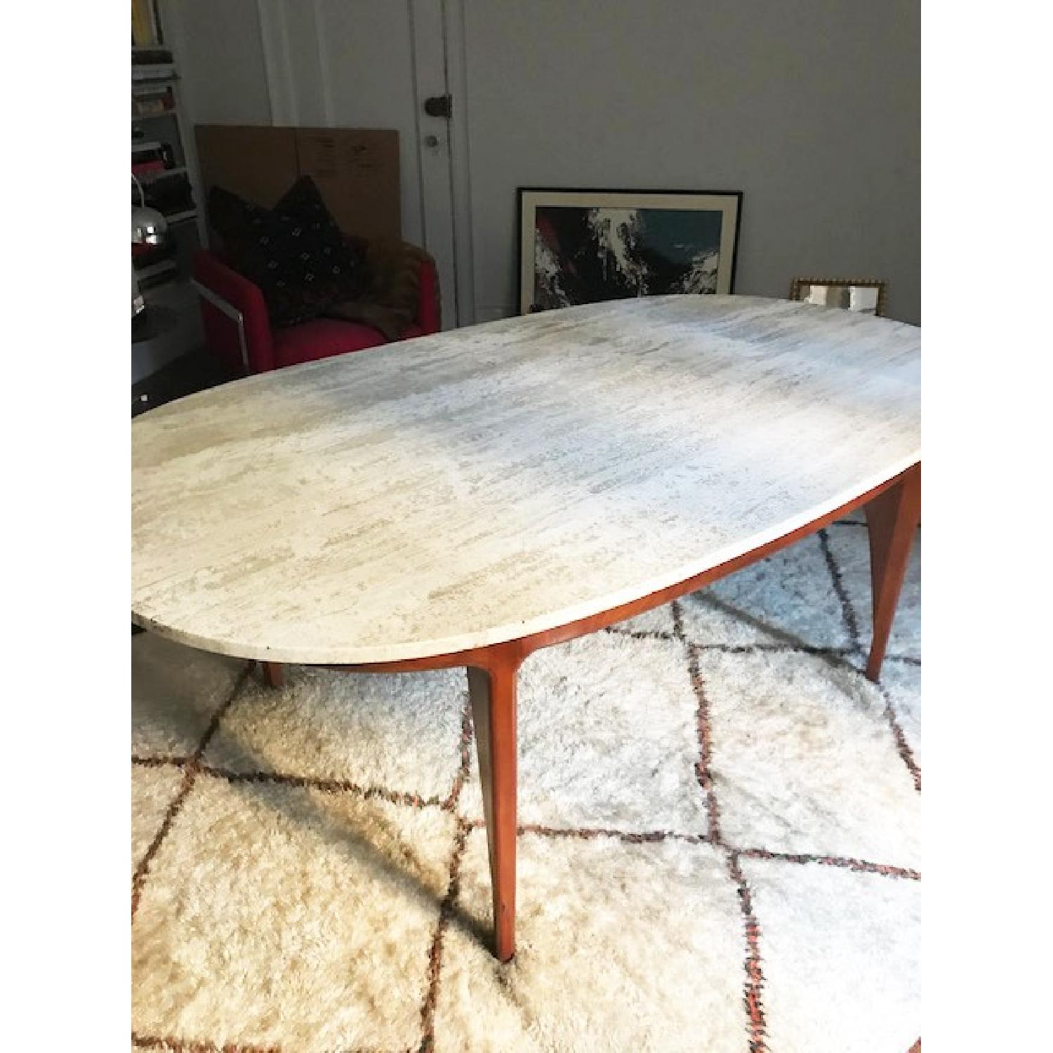 Mid-Century Modern Travertine Dining Table - image-2