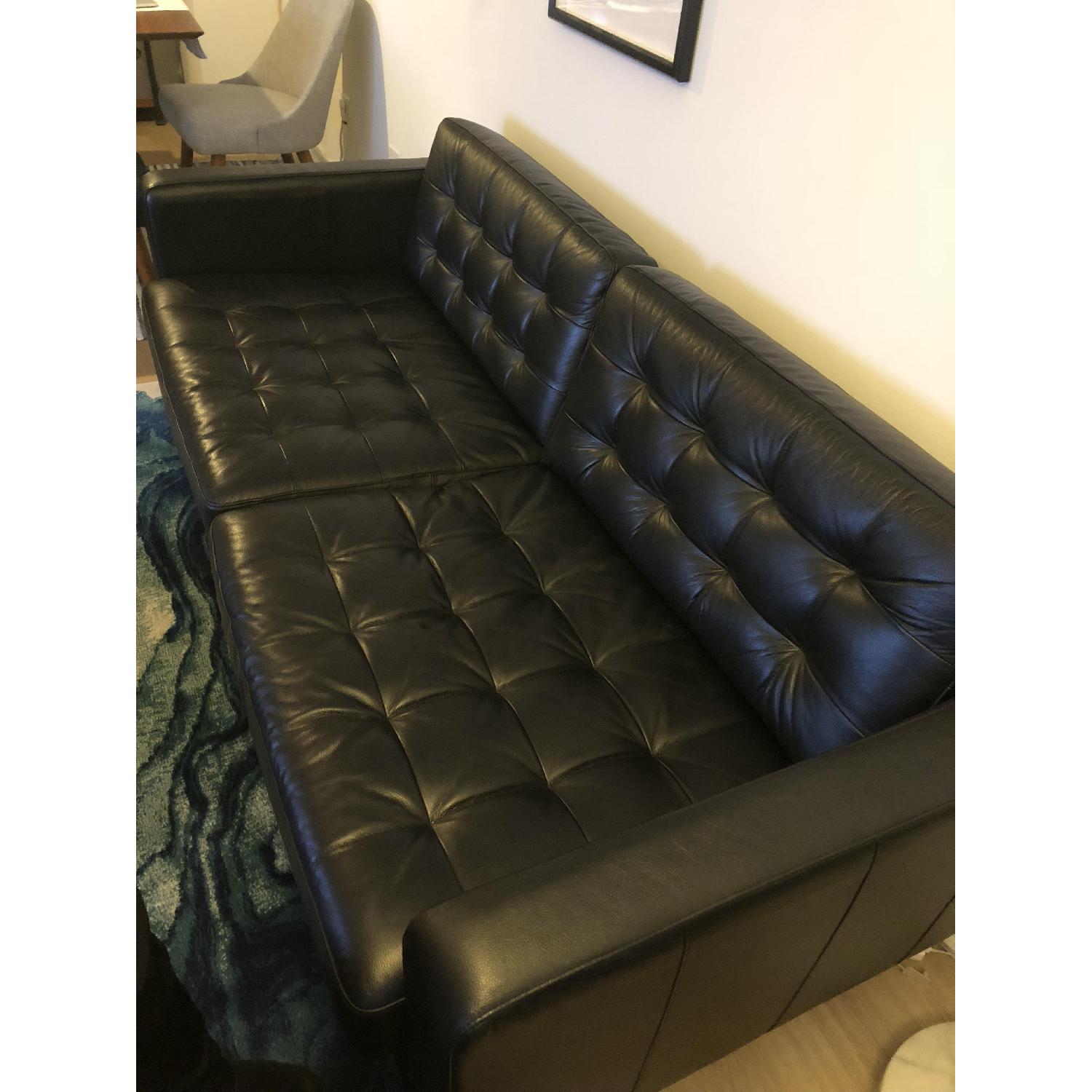Ikea Landskrona Black Leather Sofa For Sale On Aptdeco