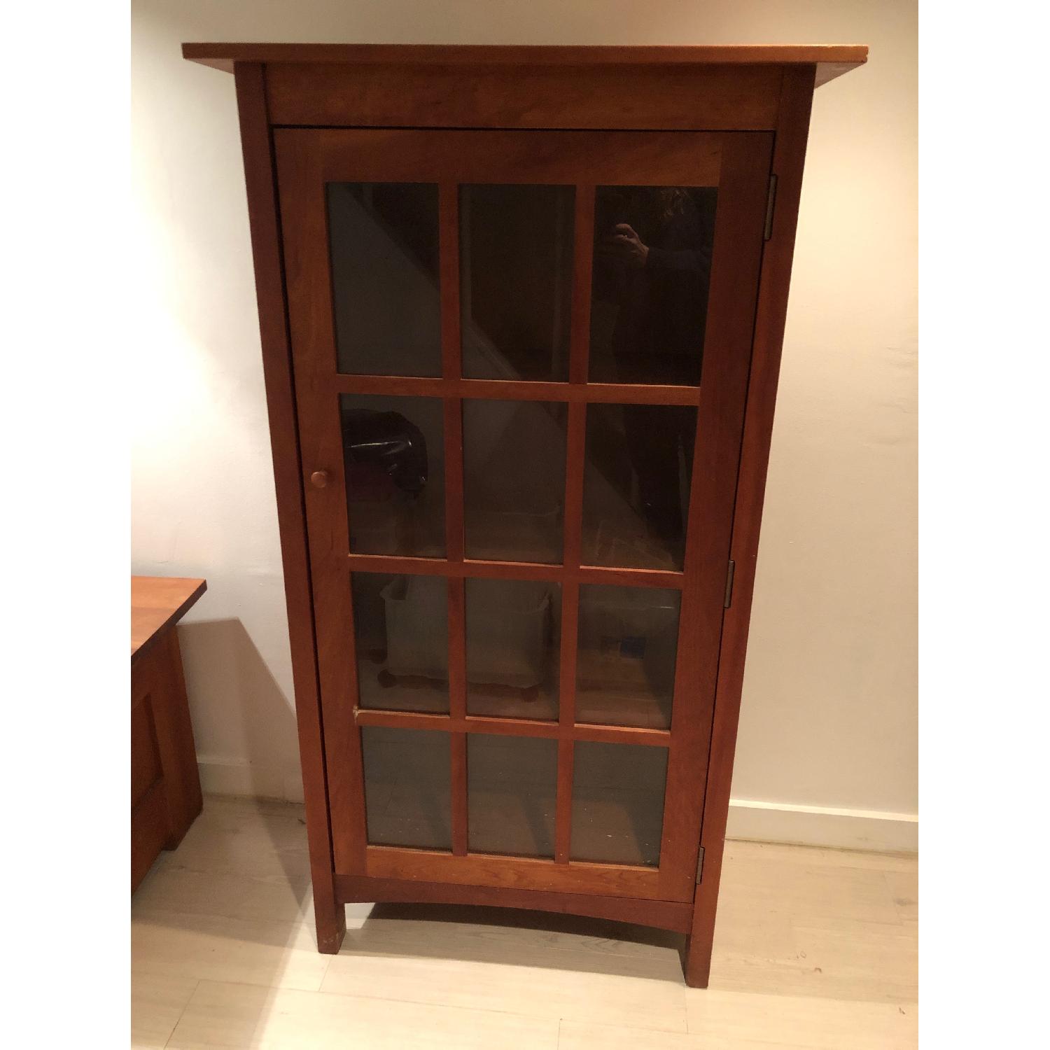 Scott Jordan Furniture Cherry Wood Bookcase w/ Glass Door AptDeco