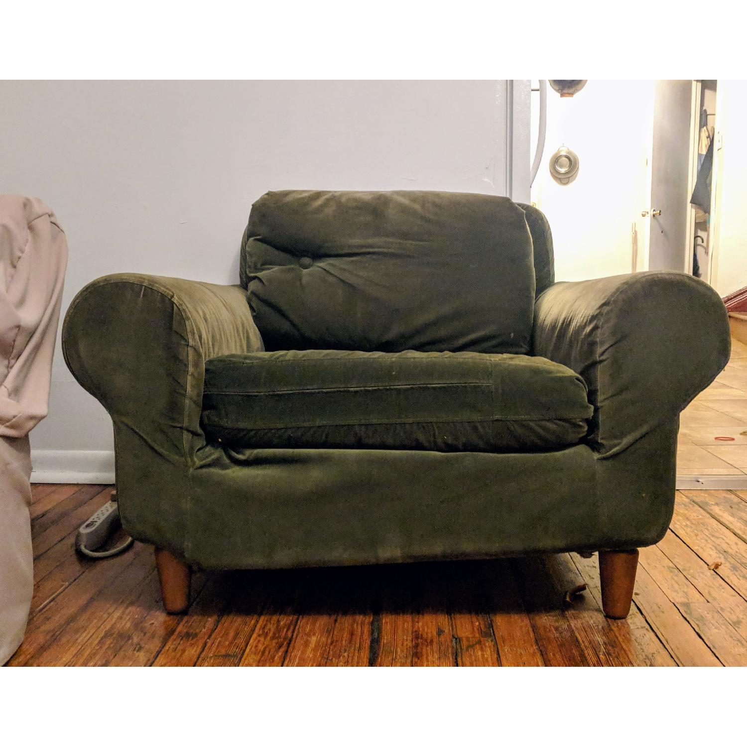 Ikea Lund Bjuv Green Velvet Armchair AptDeco