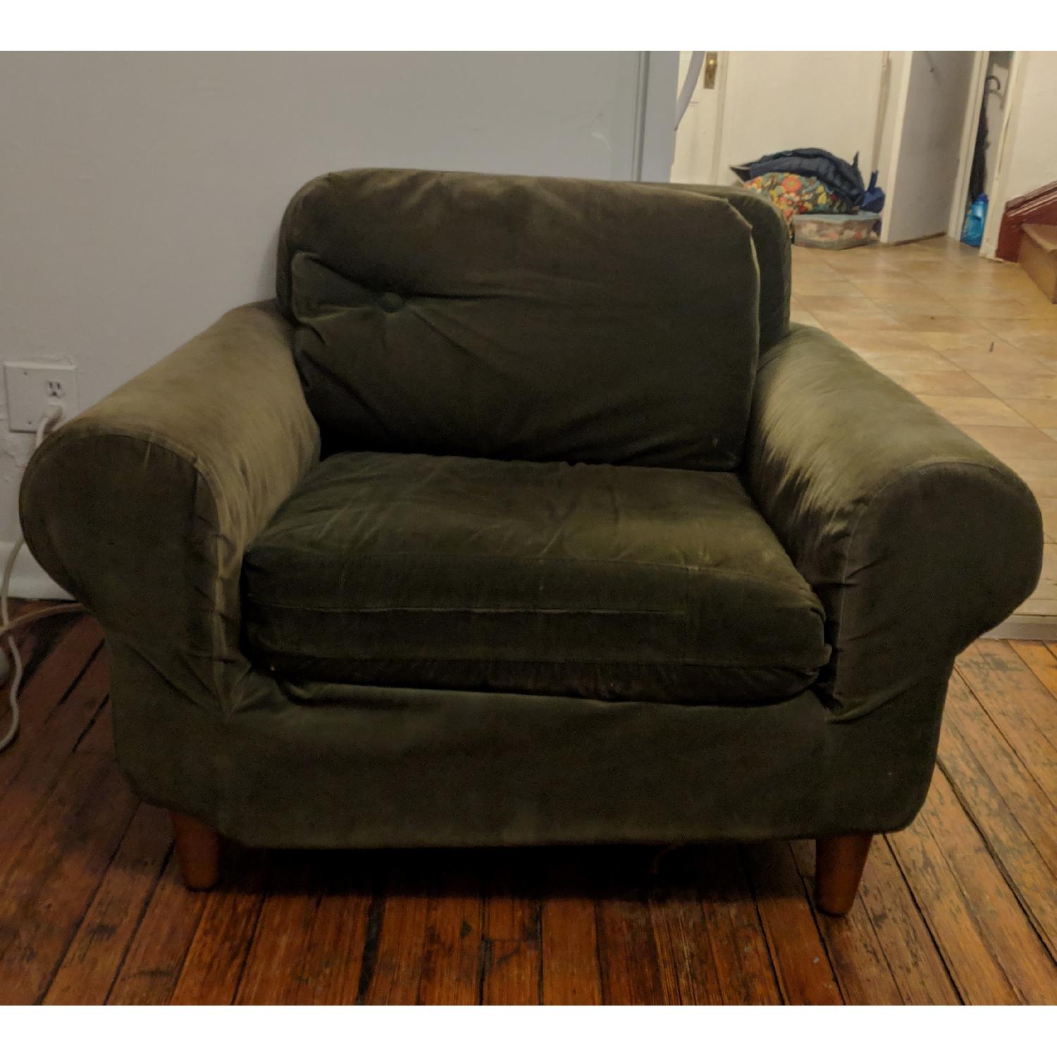 Ikea Lund Bjuv Green Velvet Armchair AptDeco