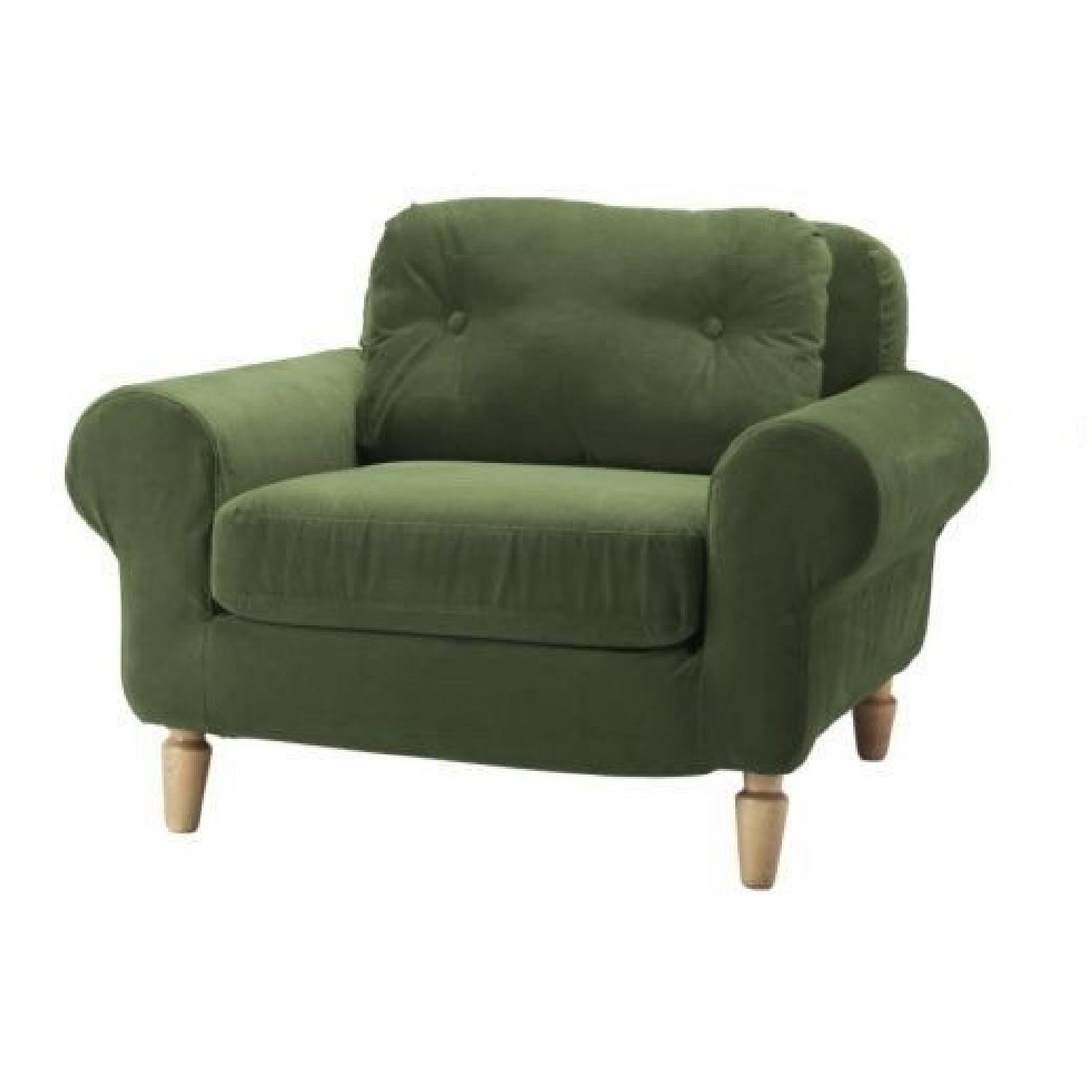 Ikea Lund Bjuv Green Velvet Armchair AptDeco