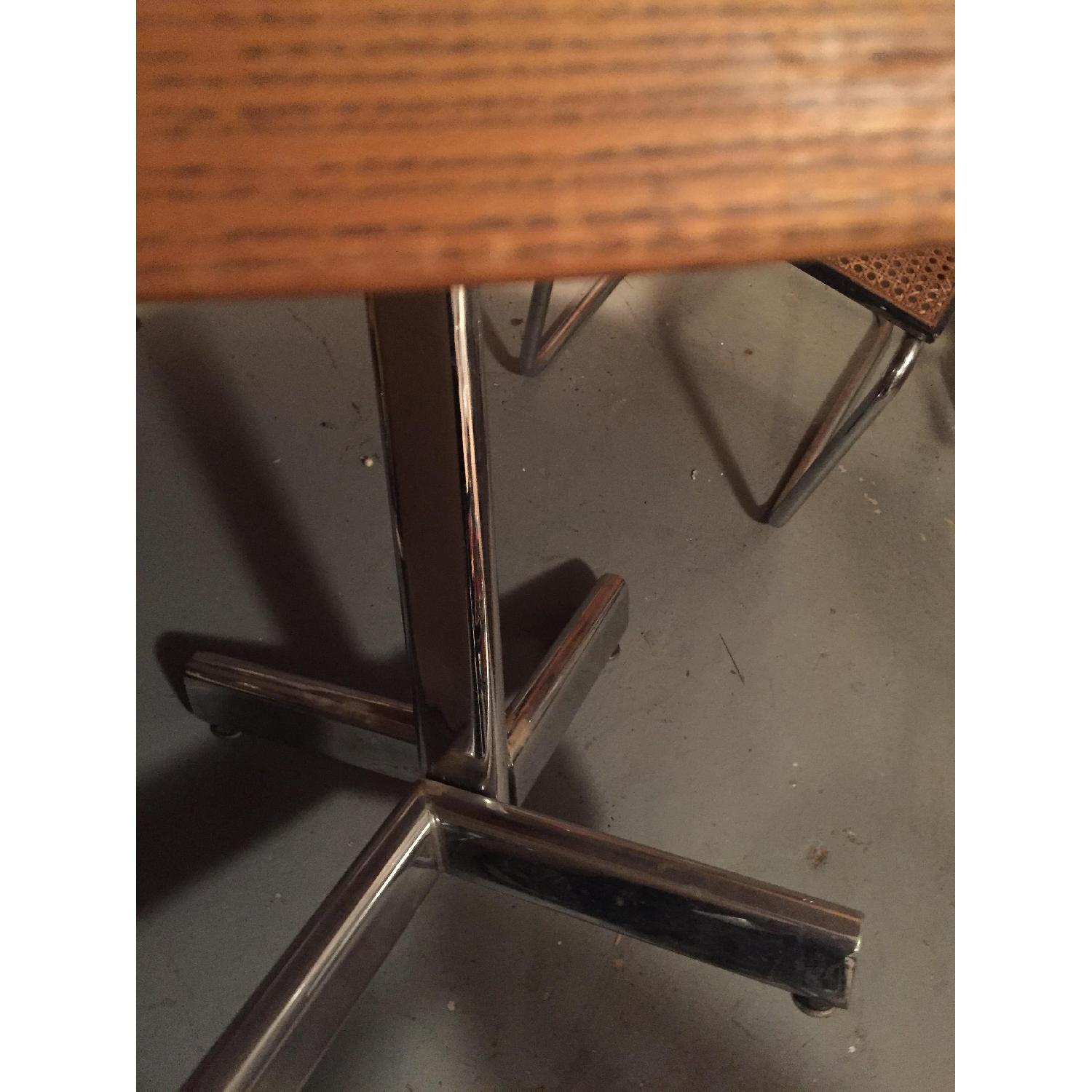 Vintage Early 1970s Oak Table w/ Chrome Base - image-3