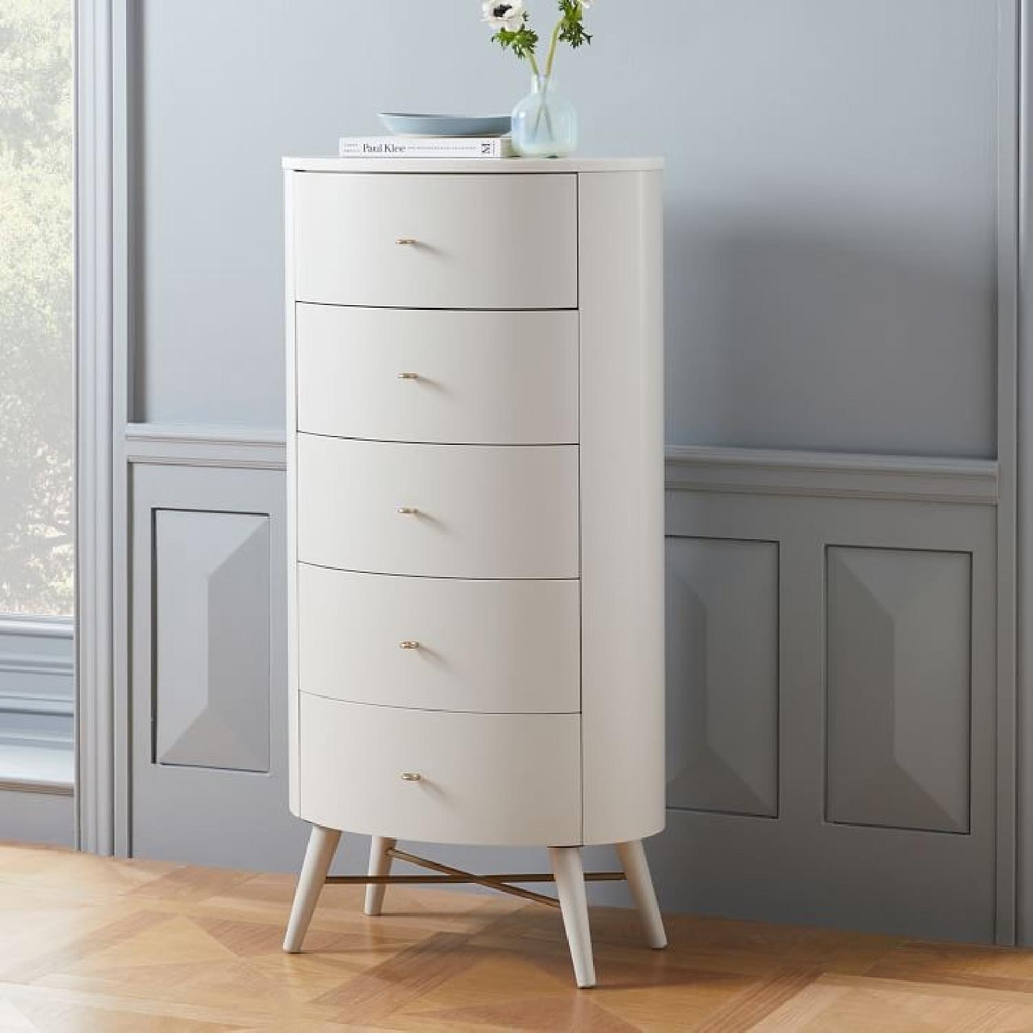 West Elm Penelope Oyster Narrow 5 Dresser w/ Marble Top - image-1