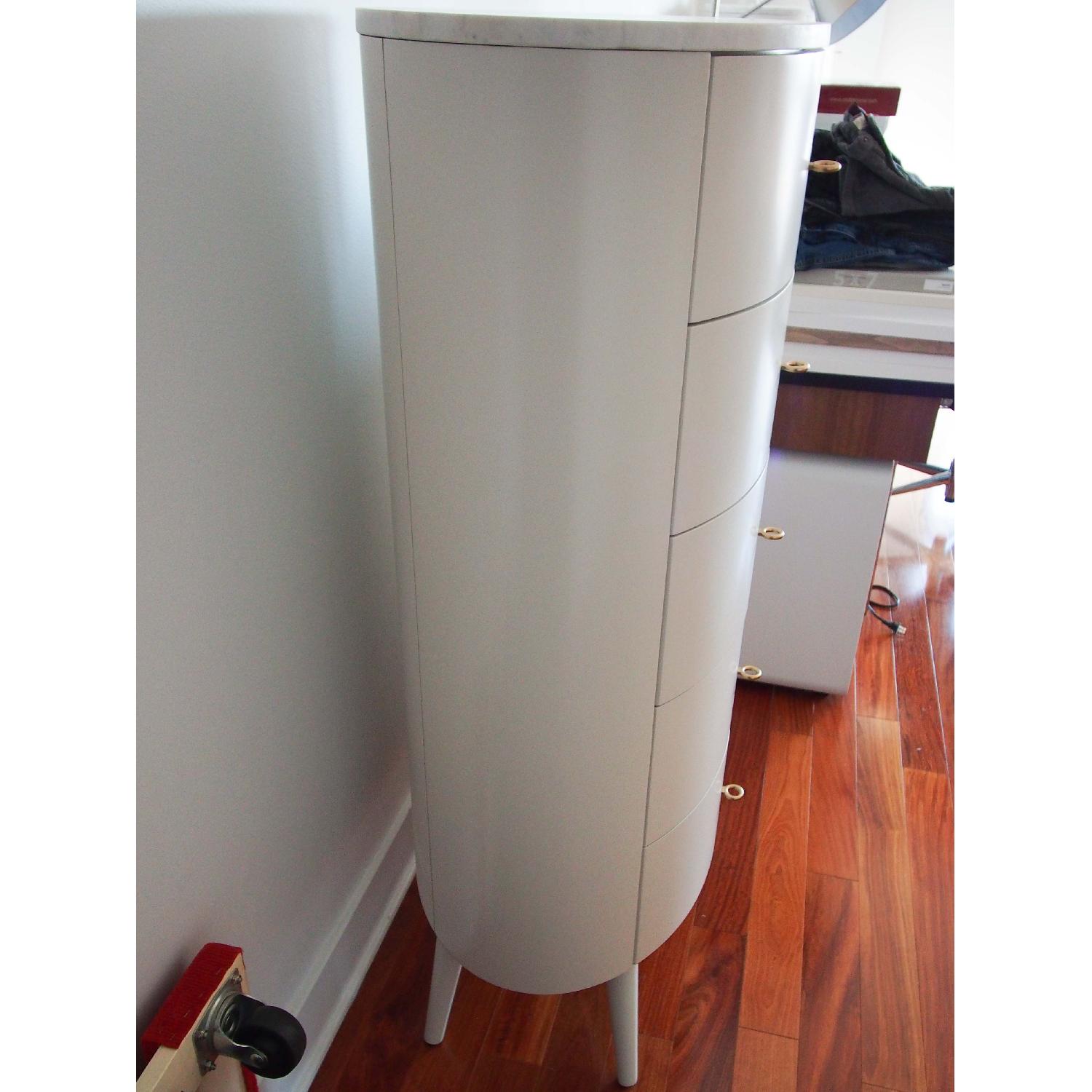 West Elm Penelope Oyster Narrow 5 Dresser w/ Marble Top - image-4