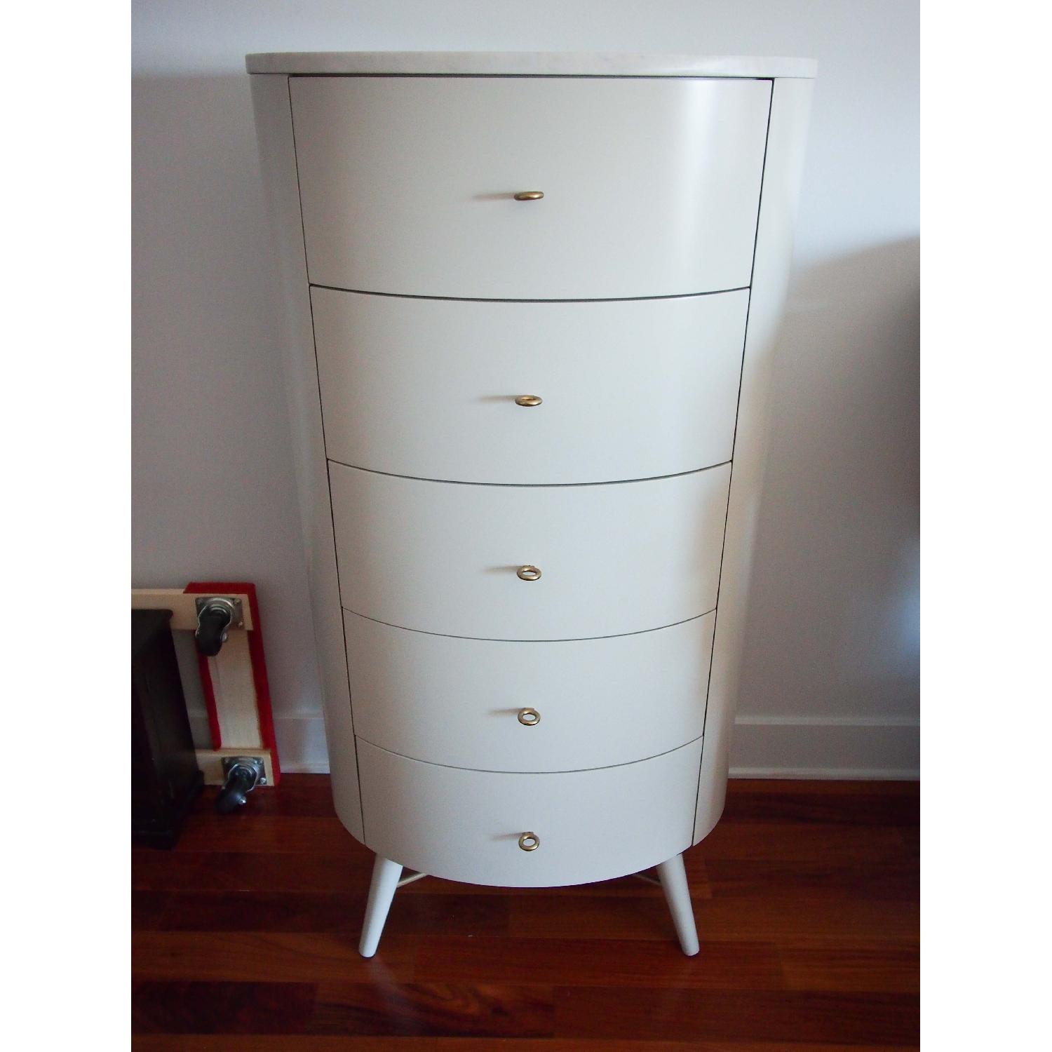 West Elm Penelope Oyster Narrow 5 Dresser w/ Marble Top - image-5
