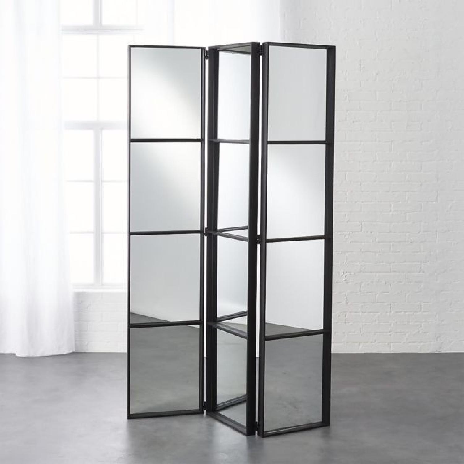 CB2 Black Quilted Room Divider Mirror AptDeco
