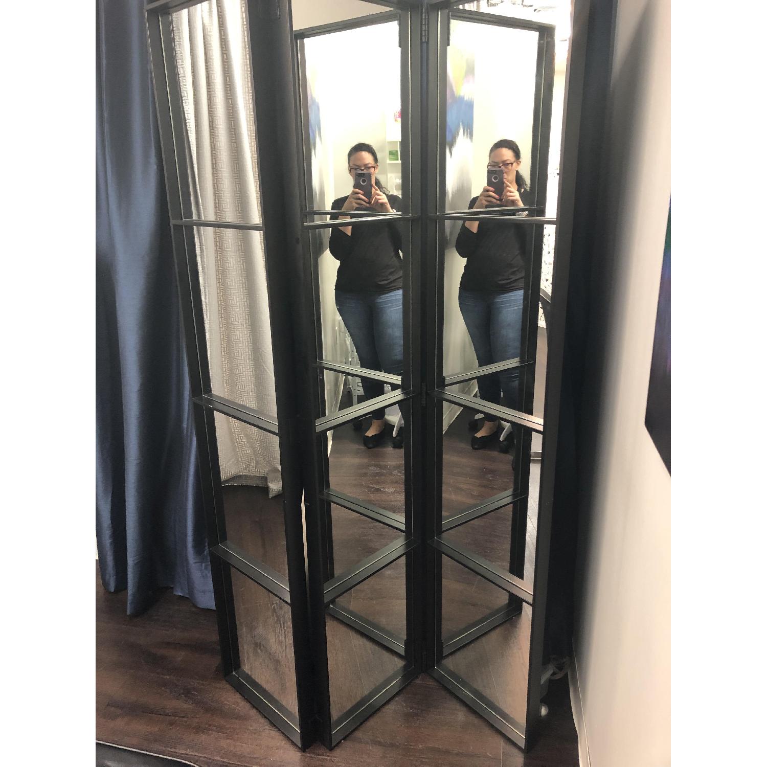 CB2 Black Quilted Room Divider Mirror - image-2