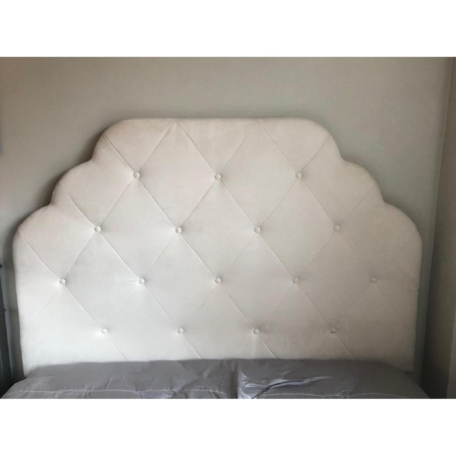 Pier 1 Hayworth Upholstered Full Ivory Headboard in Ivory AptDeco